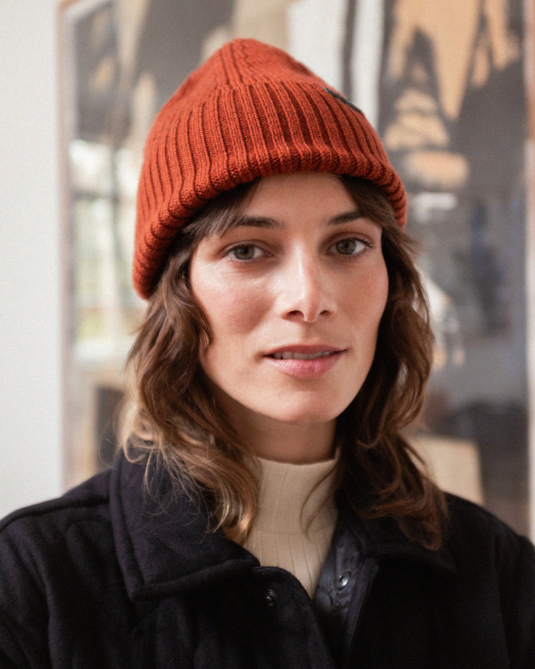 Classic Merino Wool Ribbed Beanie - Red