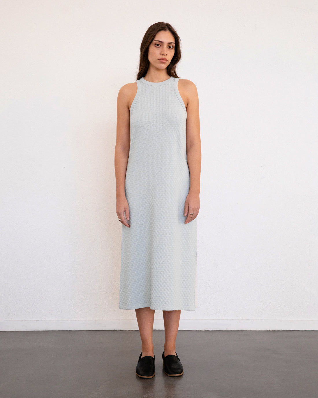 Knit summer dress, organic cotton - Grey