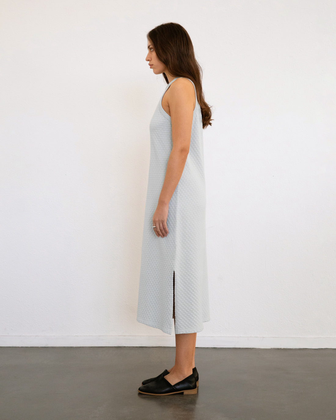 Knit summer dress, organic cotton - Grey