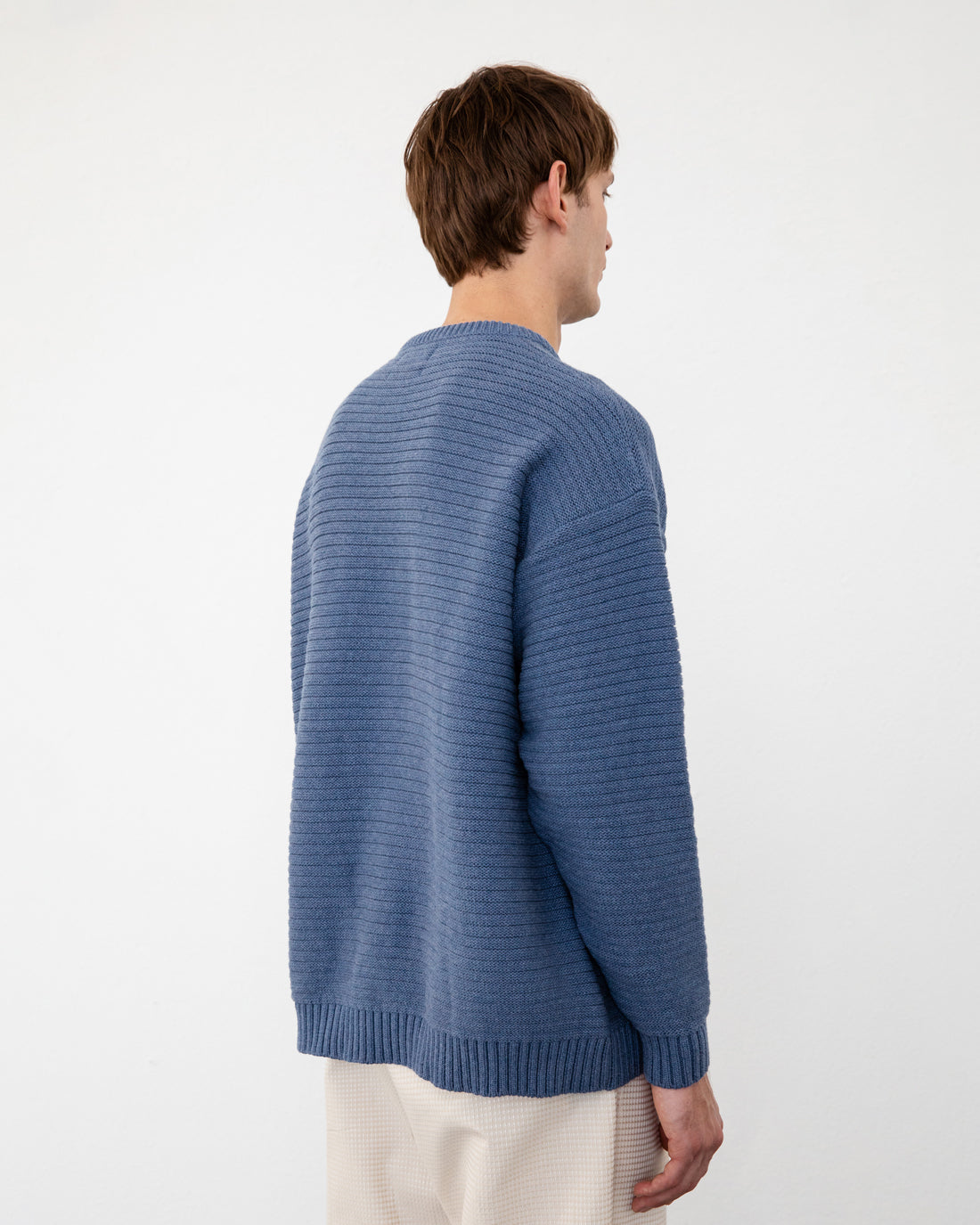 Ribbed knit sweater organic cotton - Blue