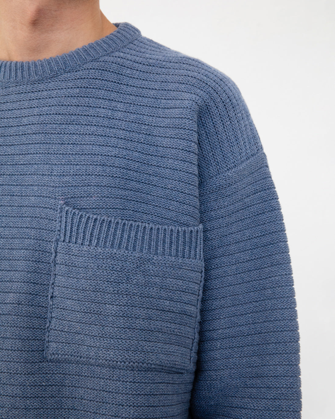 Ribbed knit sweater organic cotton - Blue