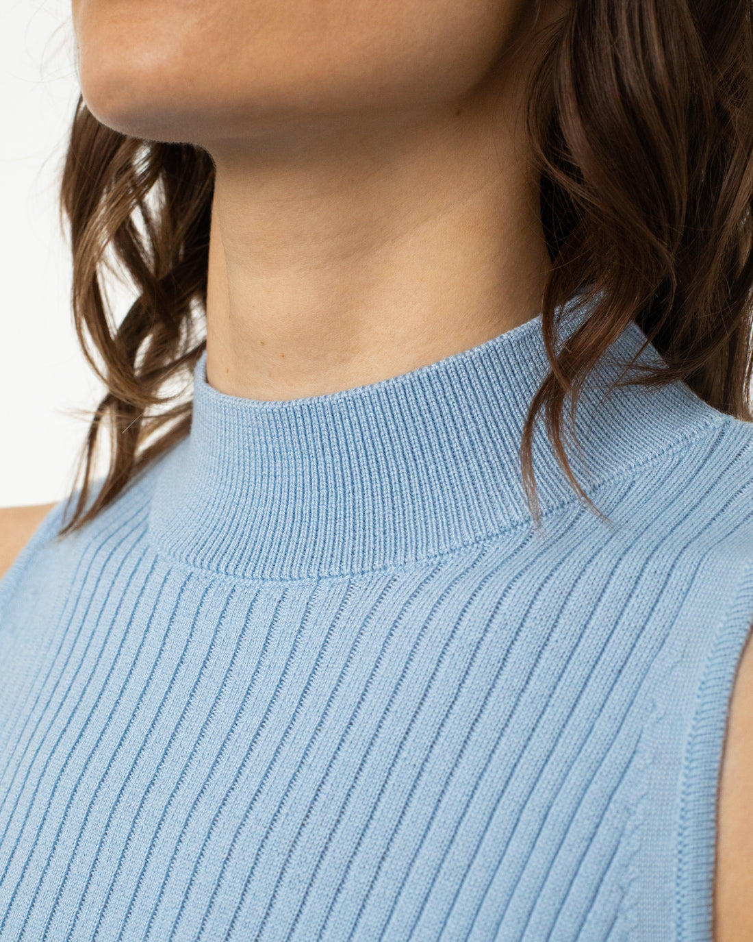 Knitted Merino Wool Vest - Light Blue