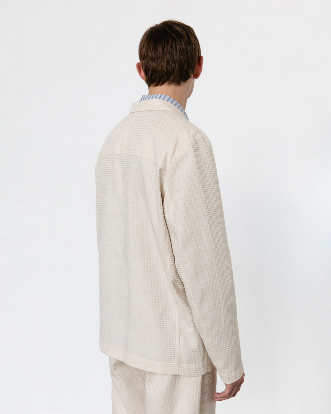Casual waffle blazer organic cotton - Sand