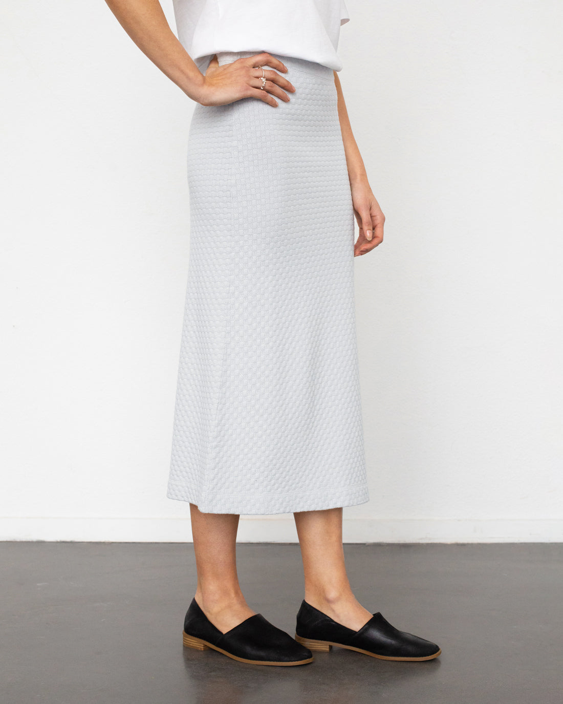 Knitted midi skirt, organic cotton - grey