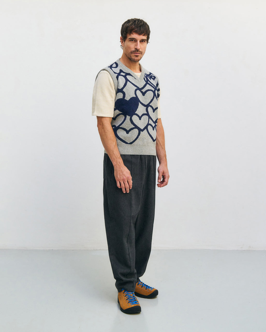 Affection Knit Vest Recycled Wool - Light Grey