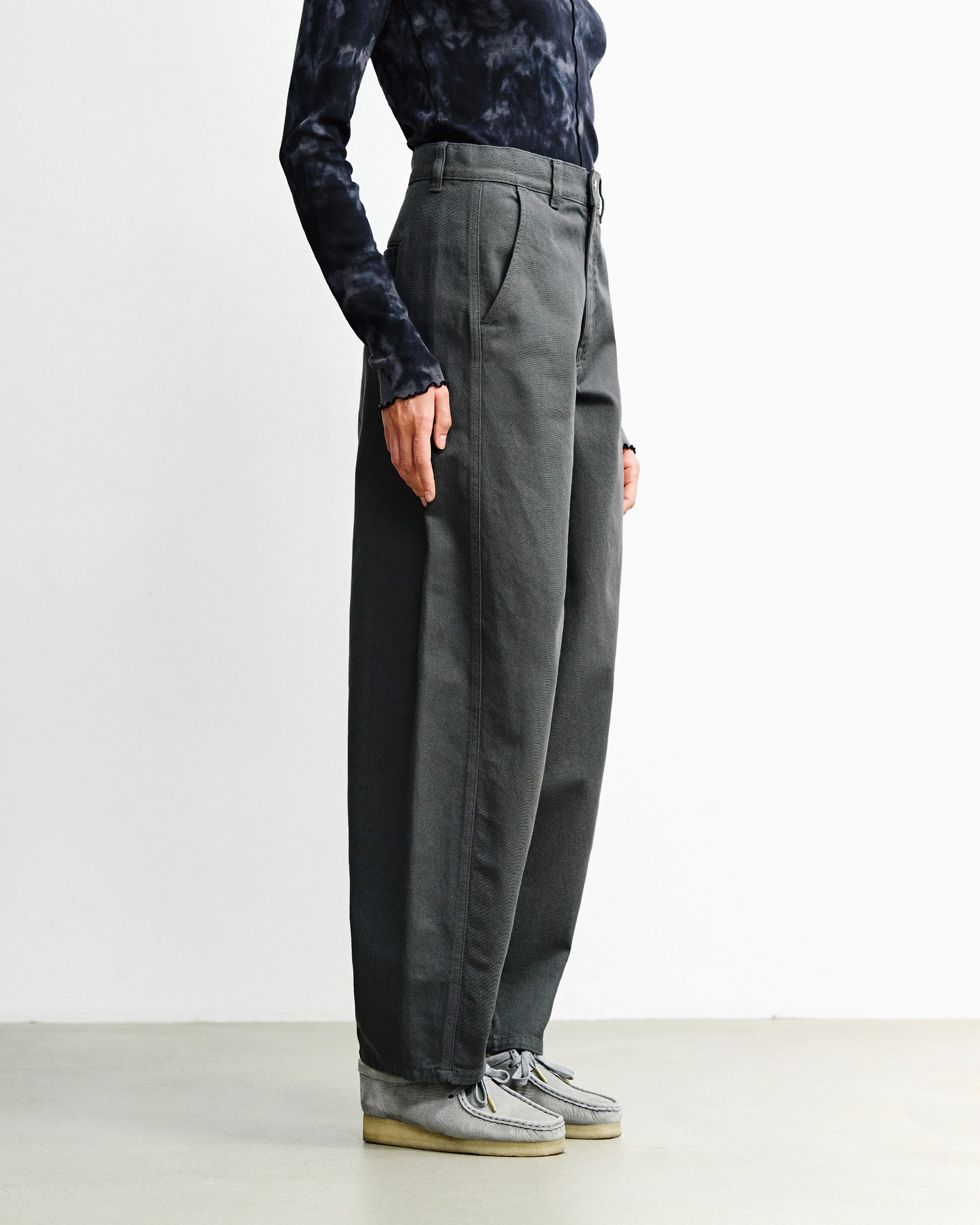 Barrel-Leg Trousers Organic Cotton - Grey