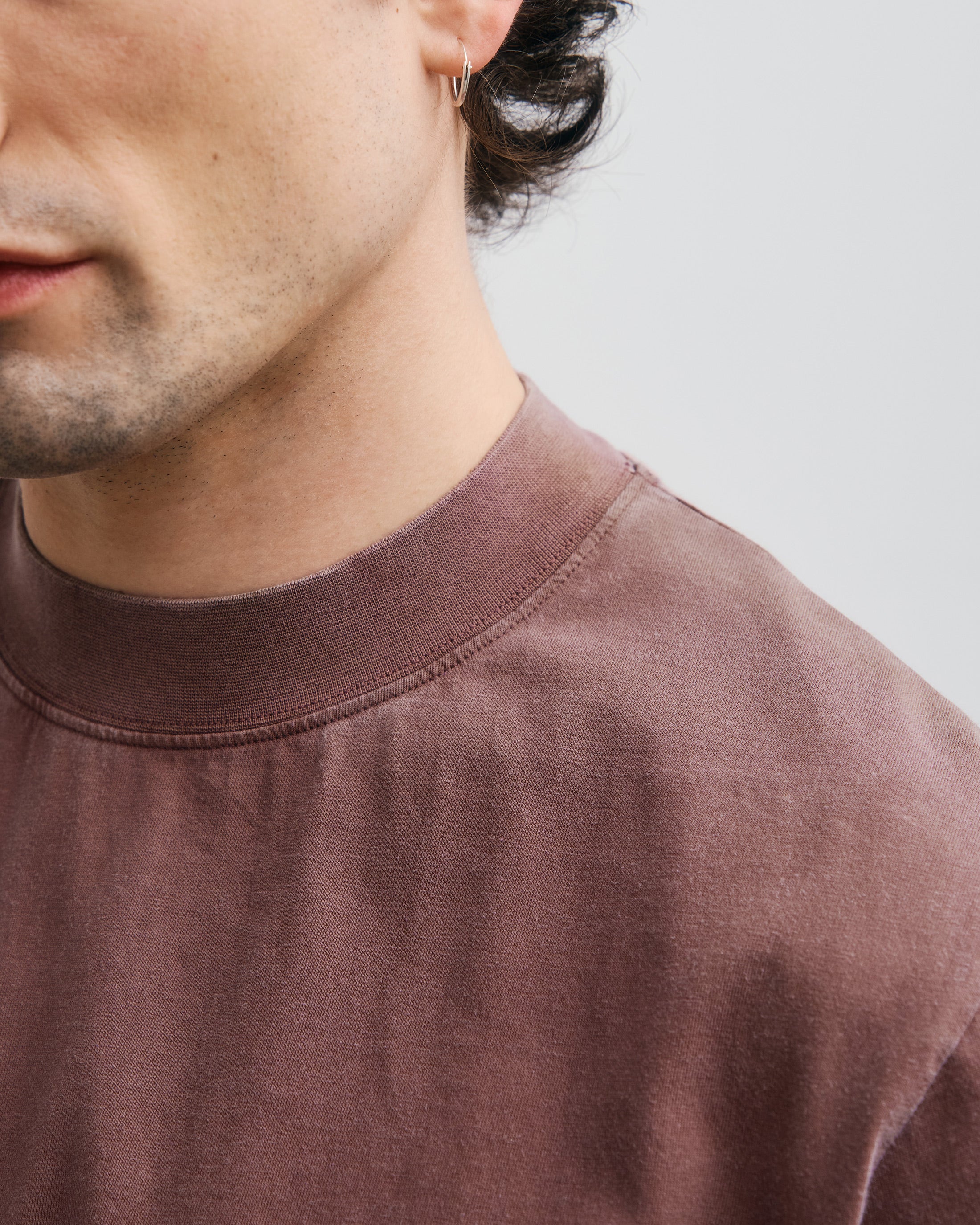Wide Collar T-Shirt - Brown