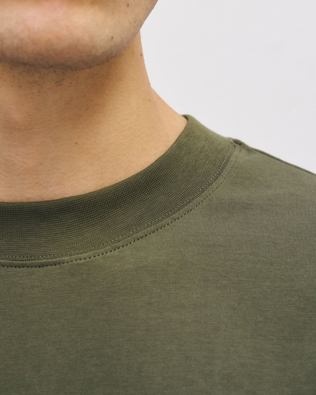 T-shirt with wide collar, organic cotton - dark green