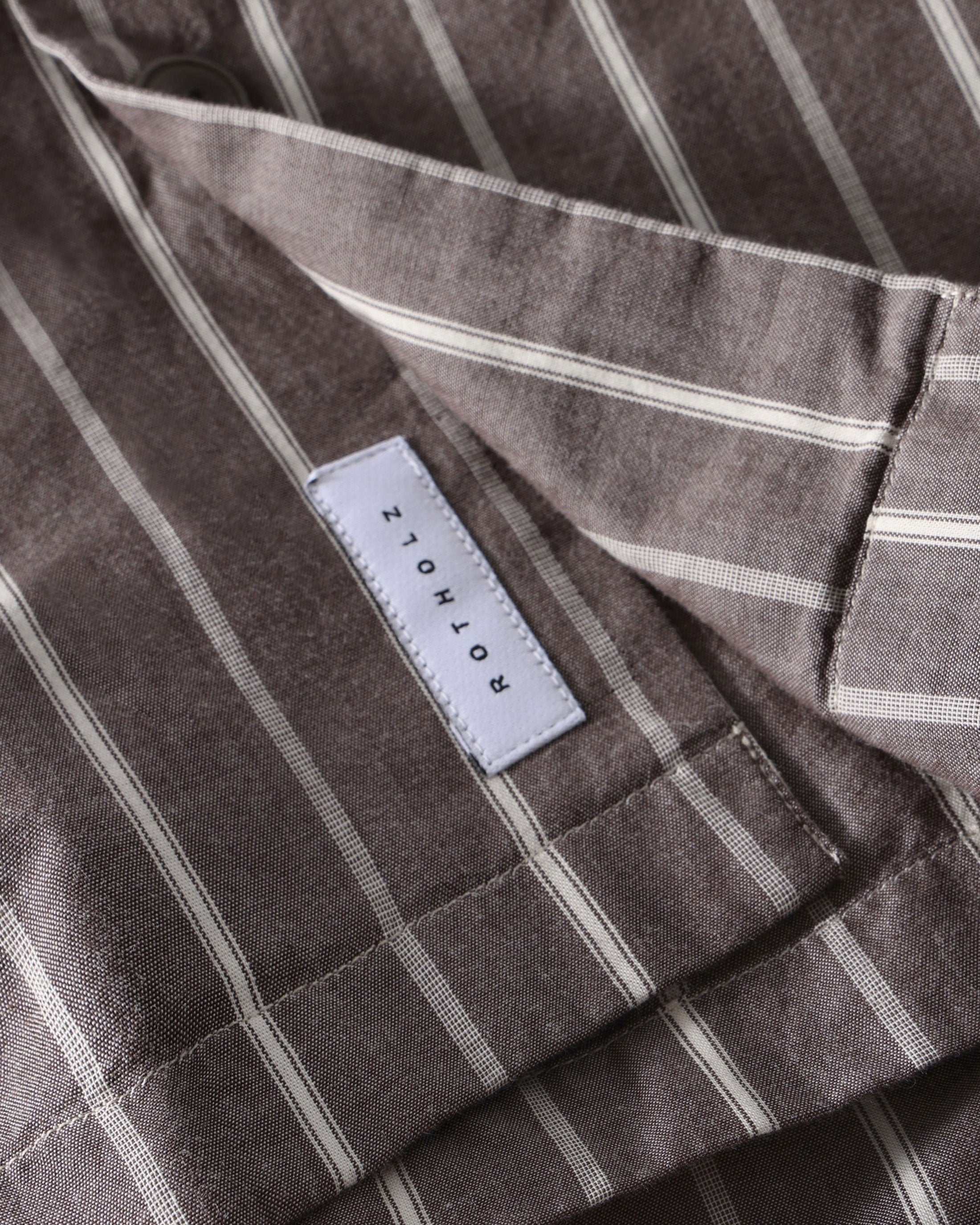 Striped Organic Cotton Bowling Shirt - Brown