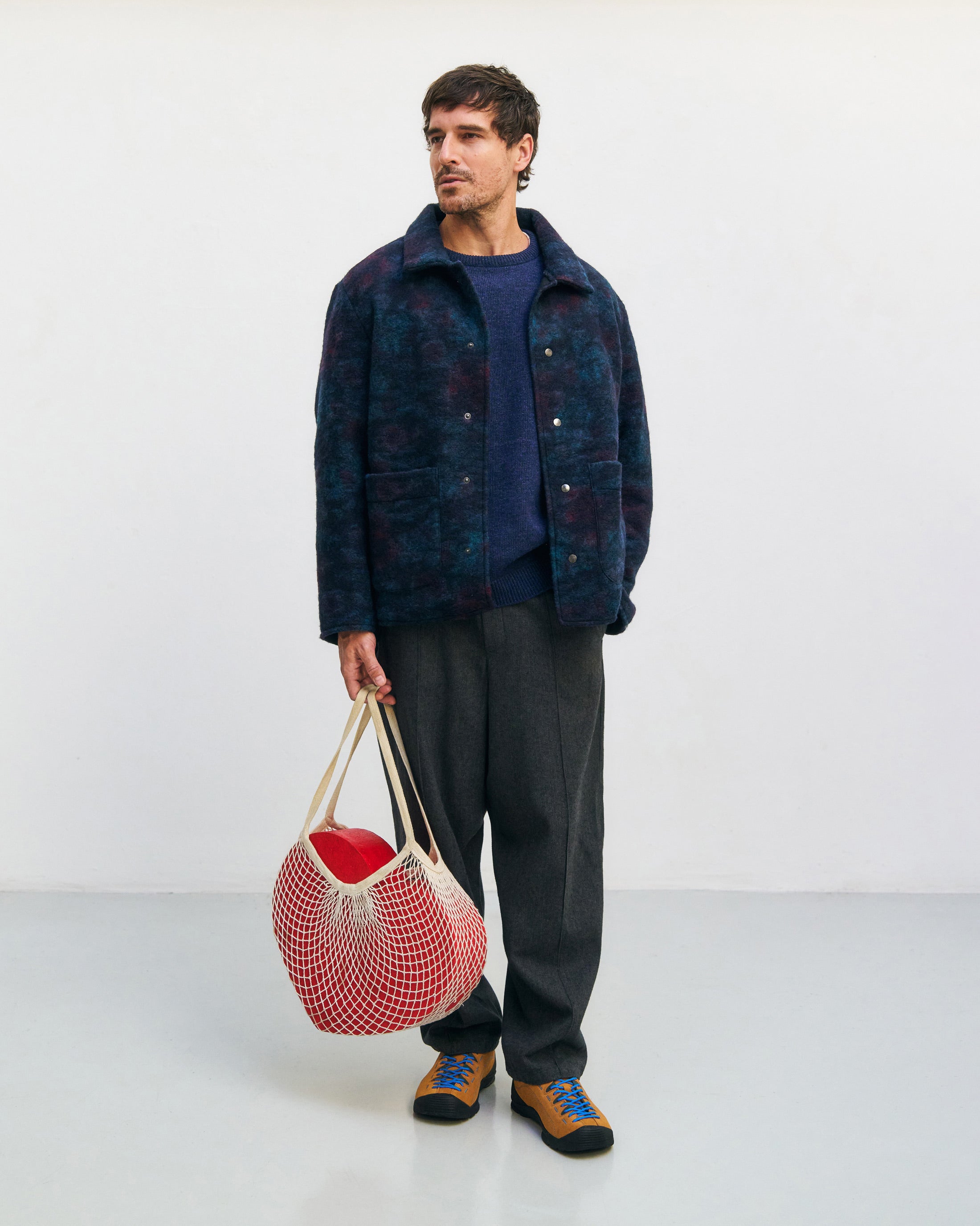 Workwear Jacket Organic Wool Blend - Blue Melange