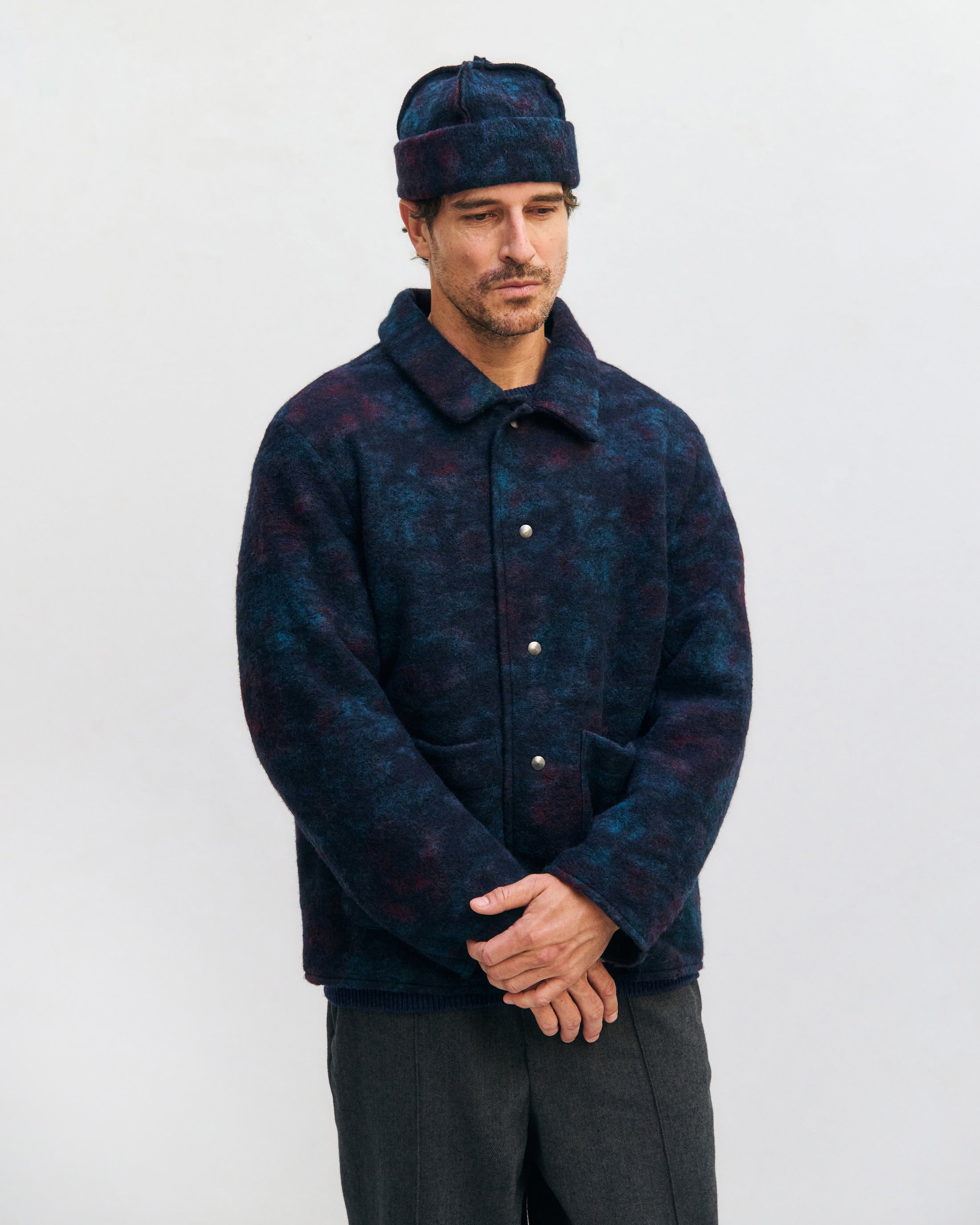 Workwear Jacket Organic Wool Blend - Blue Melange