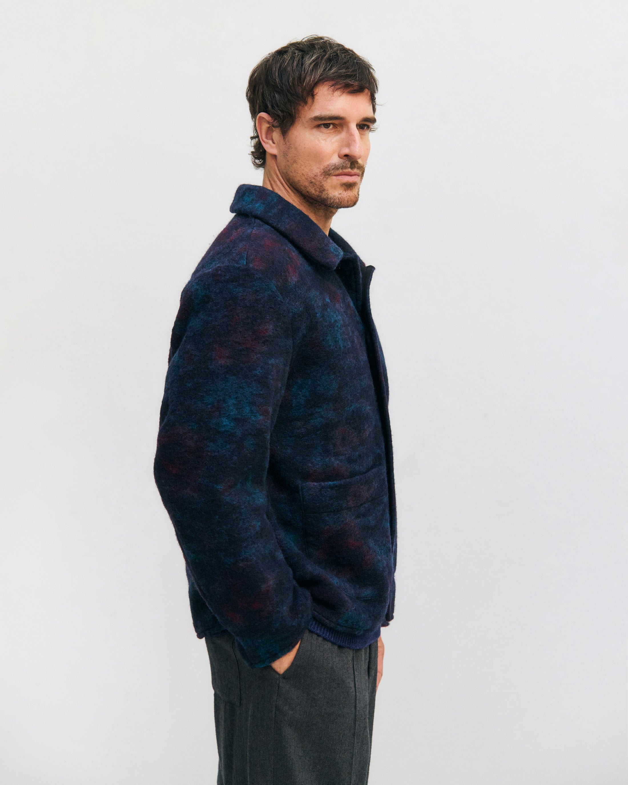 Workwear Jacket Organic Wool Blend - Blue Melange