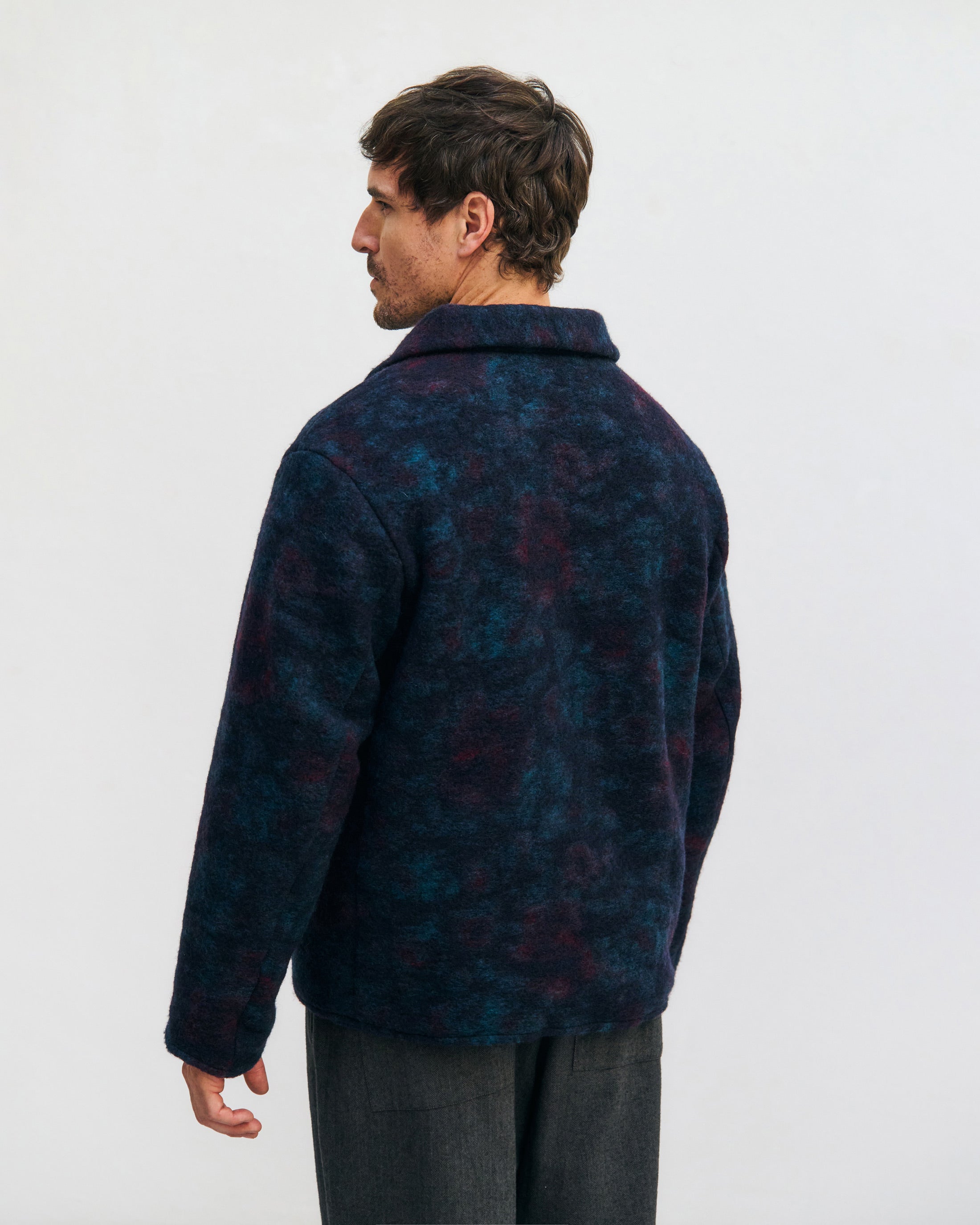 Workwear Jacket Organic Wool Blend - Blue Melange