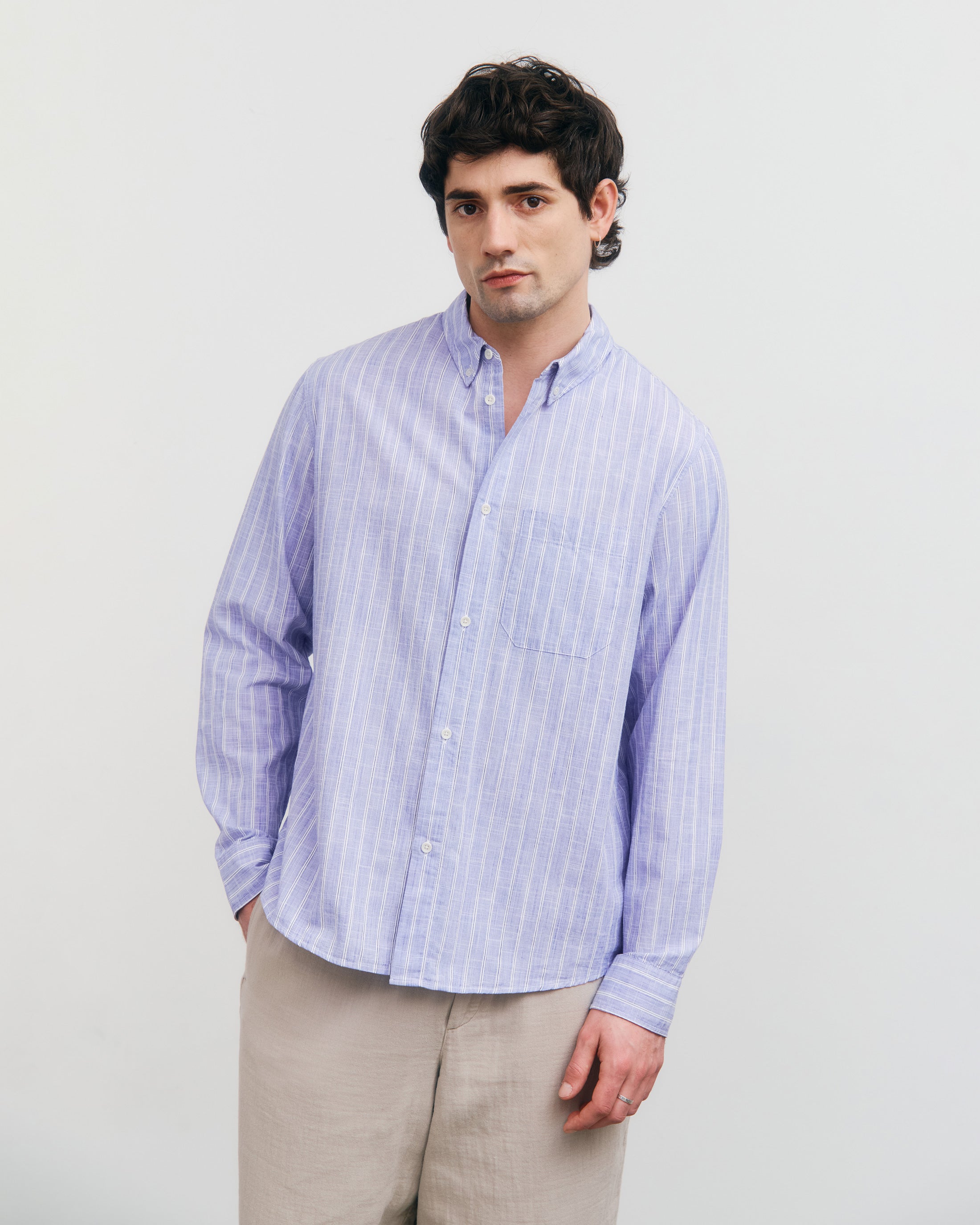 Button-Down Shirt Organic Cotton - Blue Striped