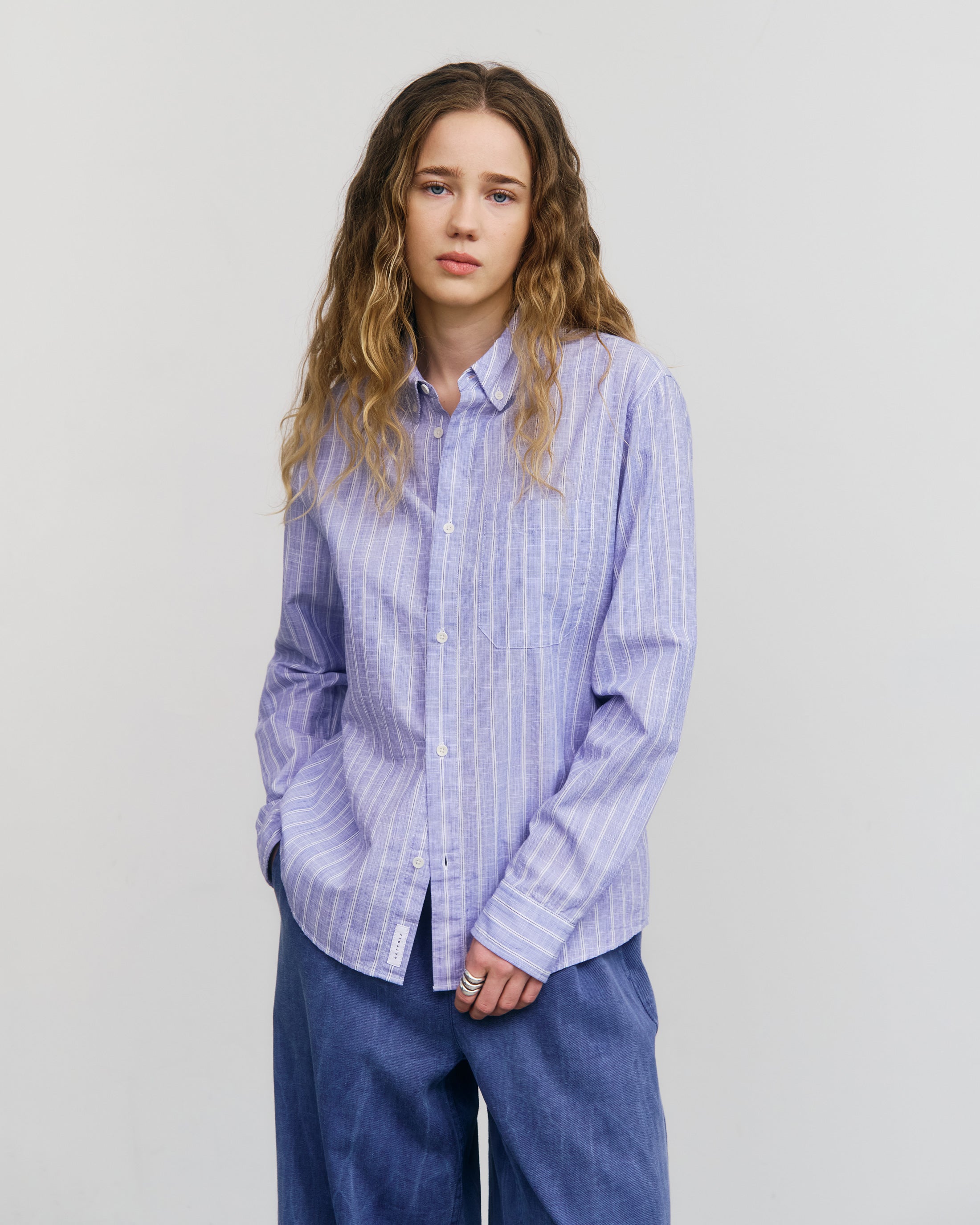 Button-Down Hemd Bio Baumwolle - Blau Gestreift