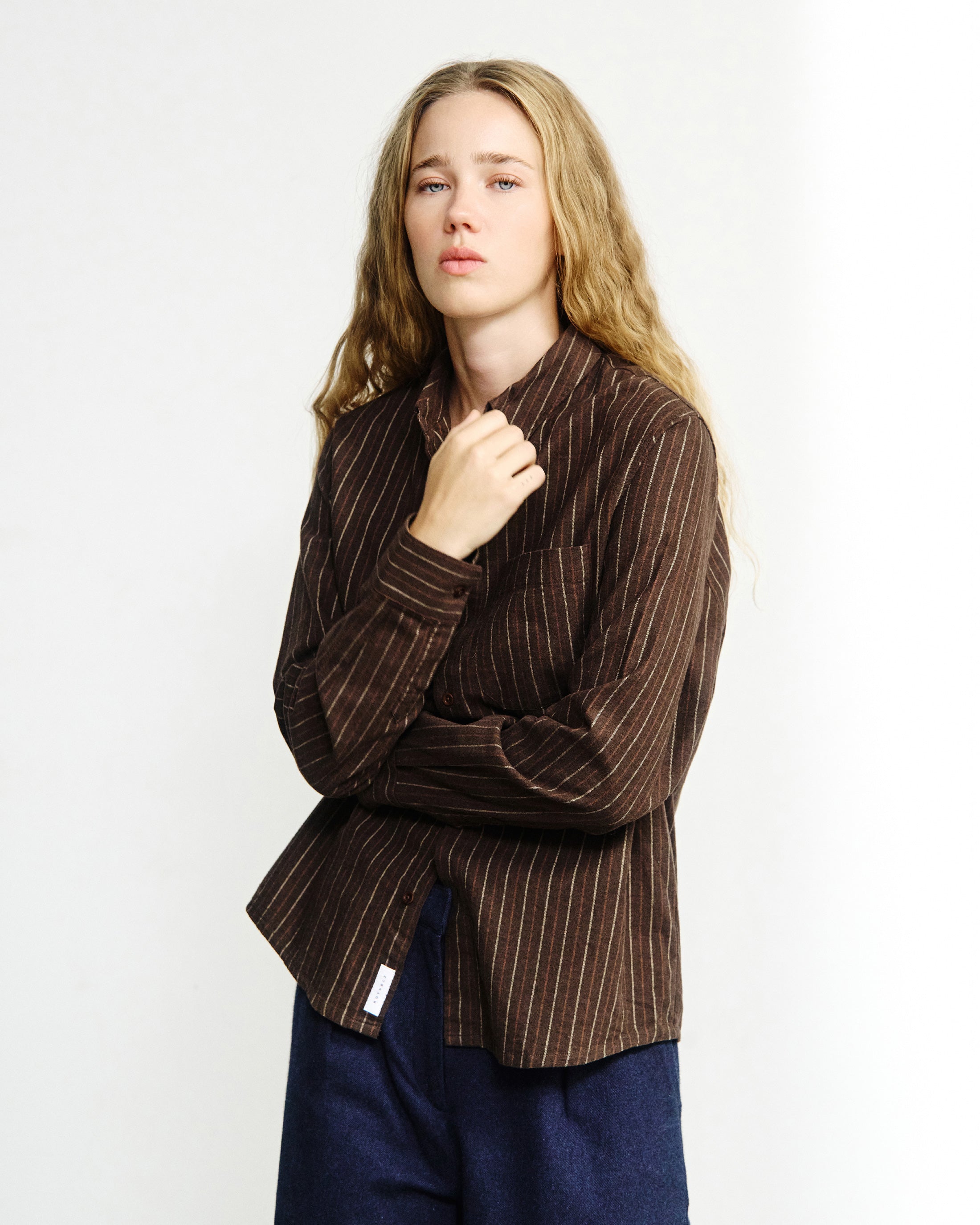 Button-Down Shirt Organic Cotton - Brown Striped
