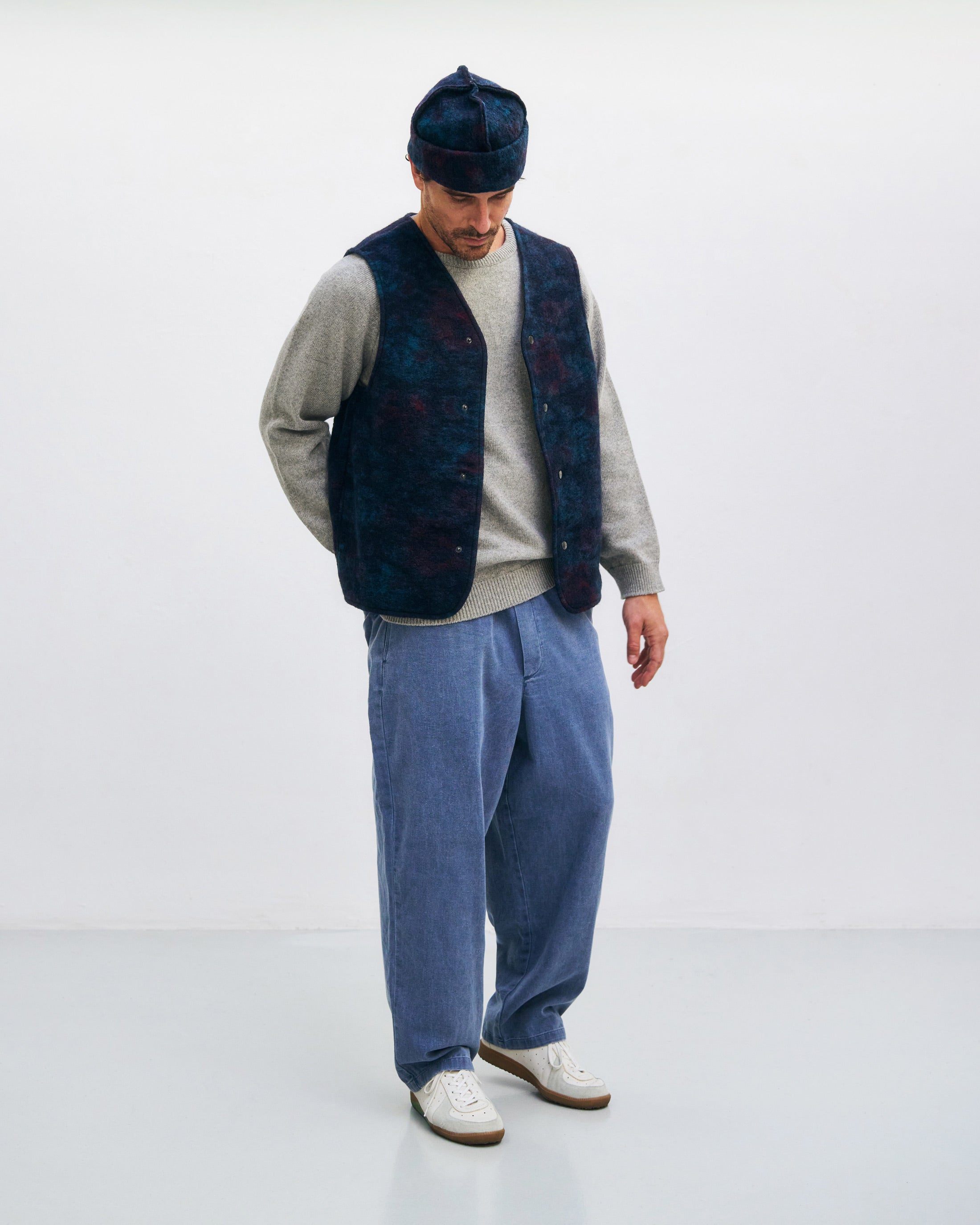 Organic Wool Blend Vest - Blue Melange