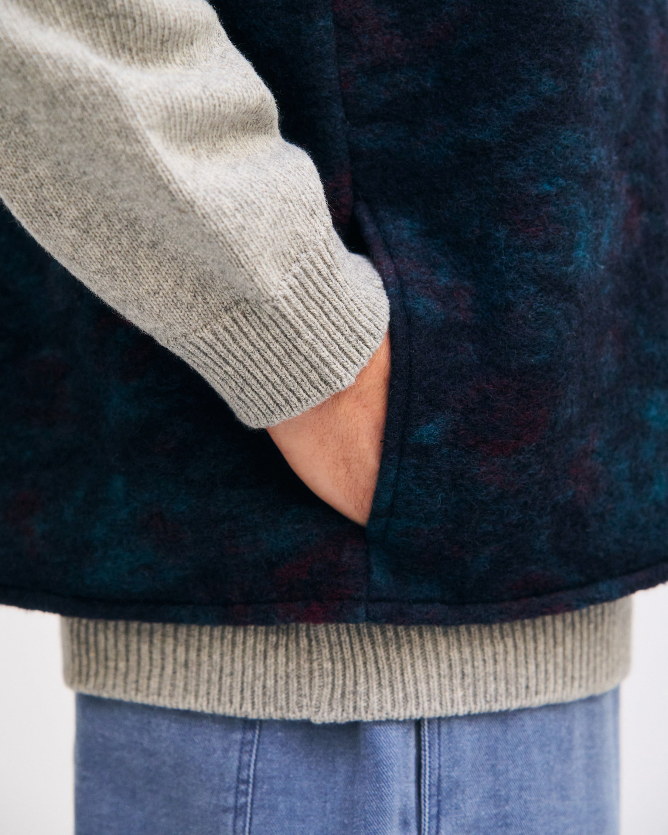 Organic Wool Blend Vest - Blue Melange