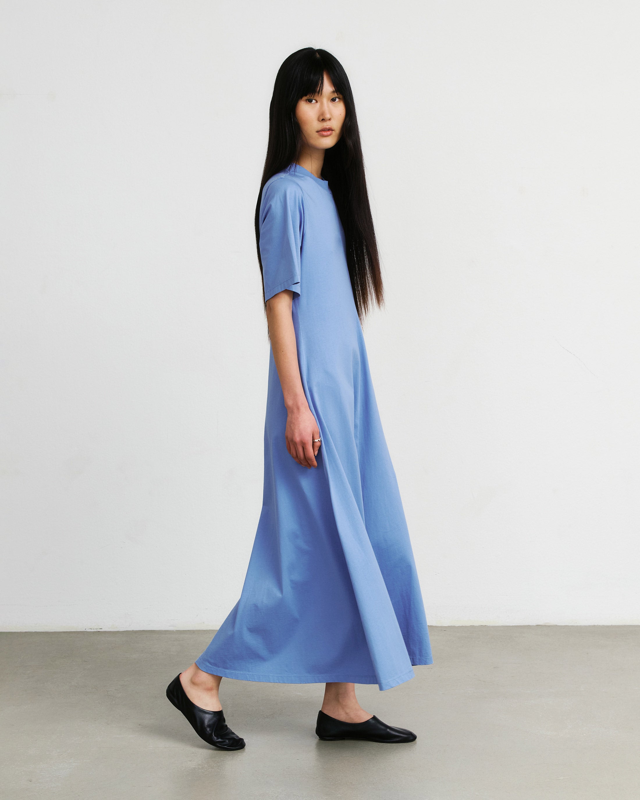 Maxi Kleid Bio Baumwolle - Blau