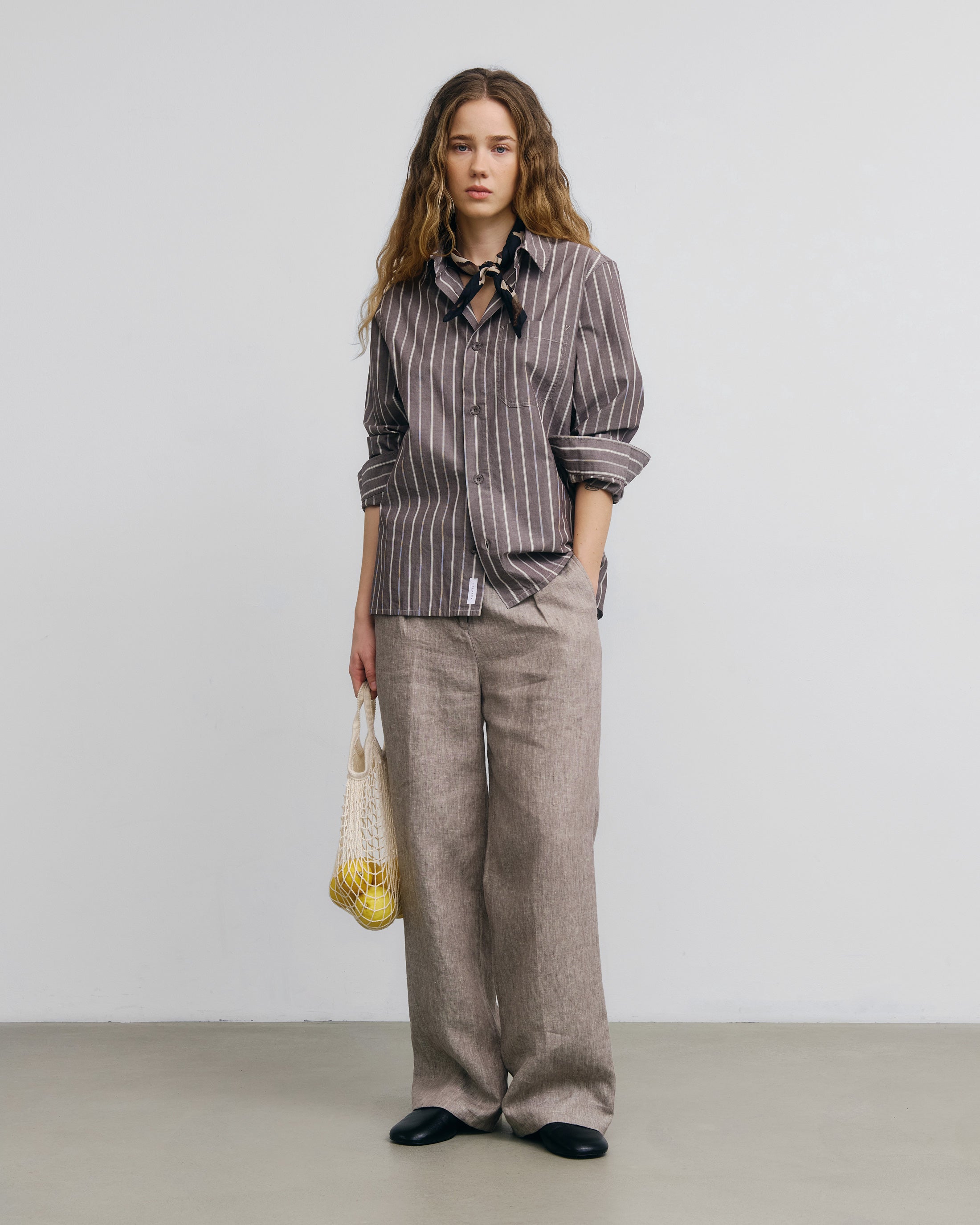 Gestreiftes Hemd Bio Baumwolle - Braun