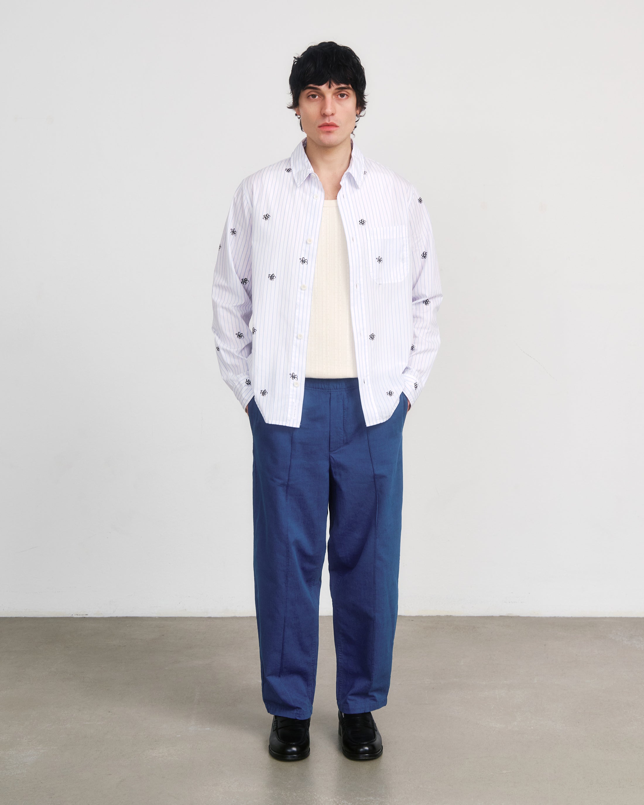 Floral Print Organic Cotton Shirt - Striped
