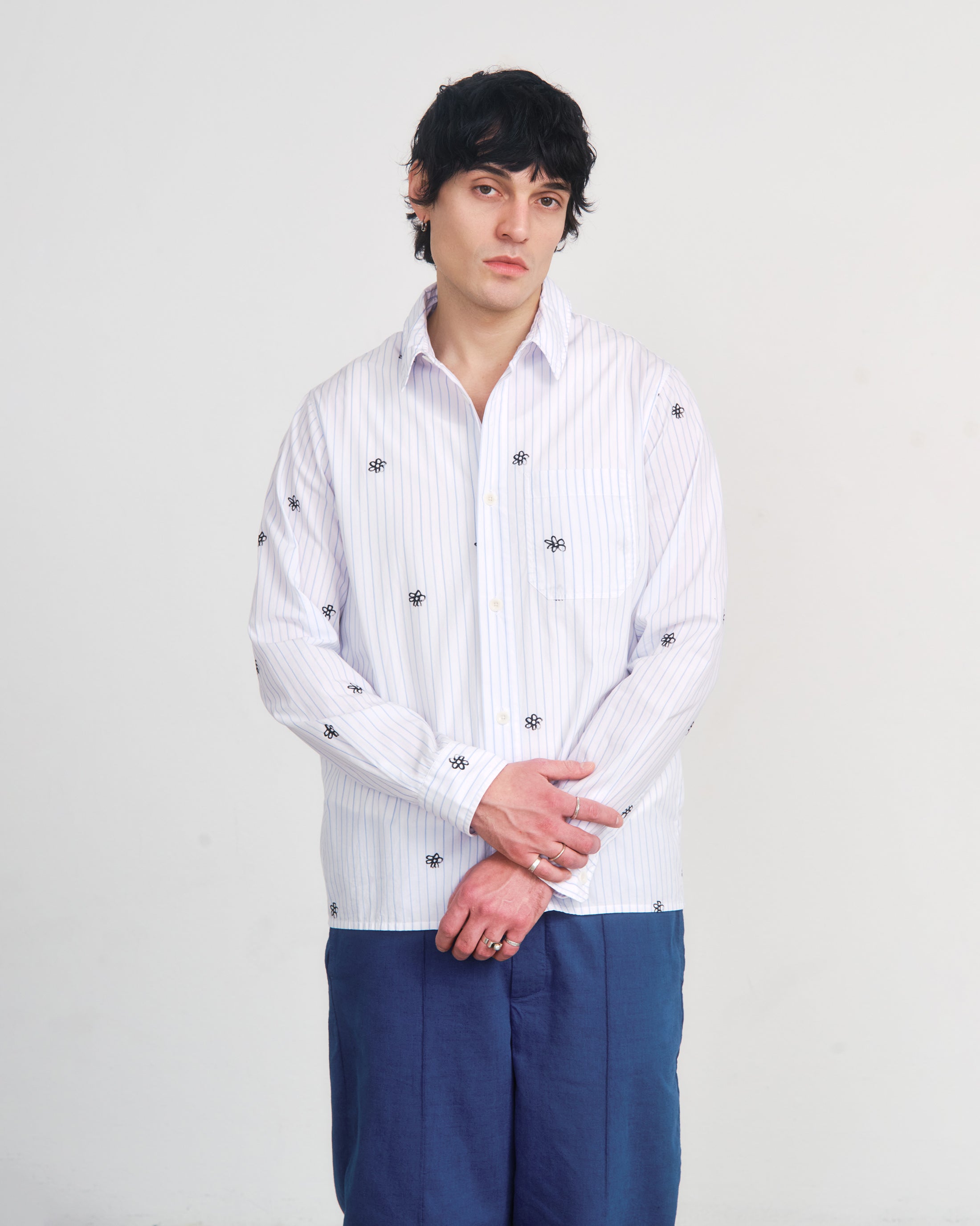 Floral Print Organic Cotton Shirt - Striped