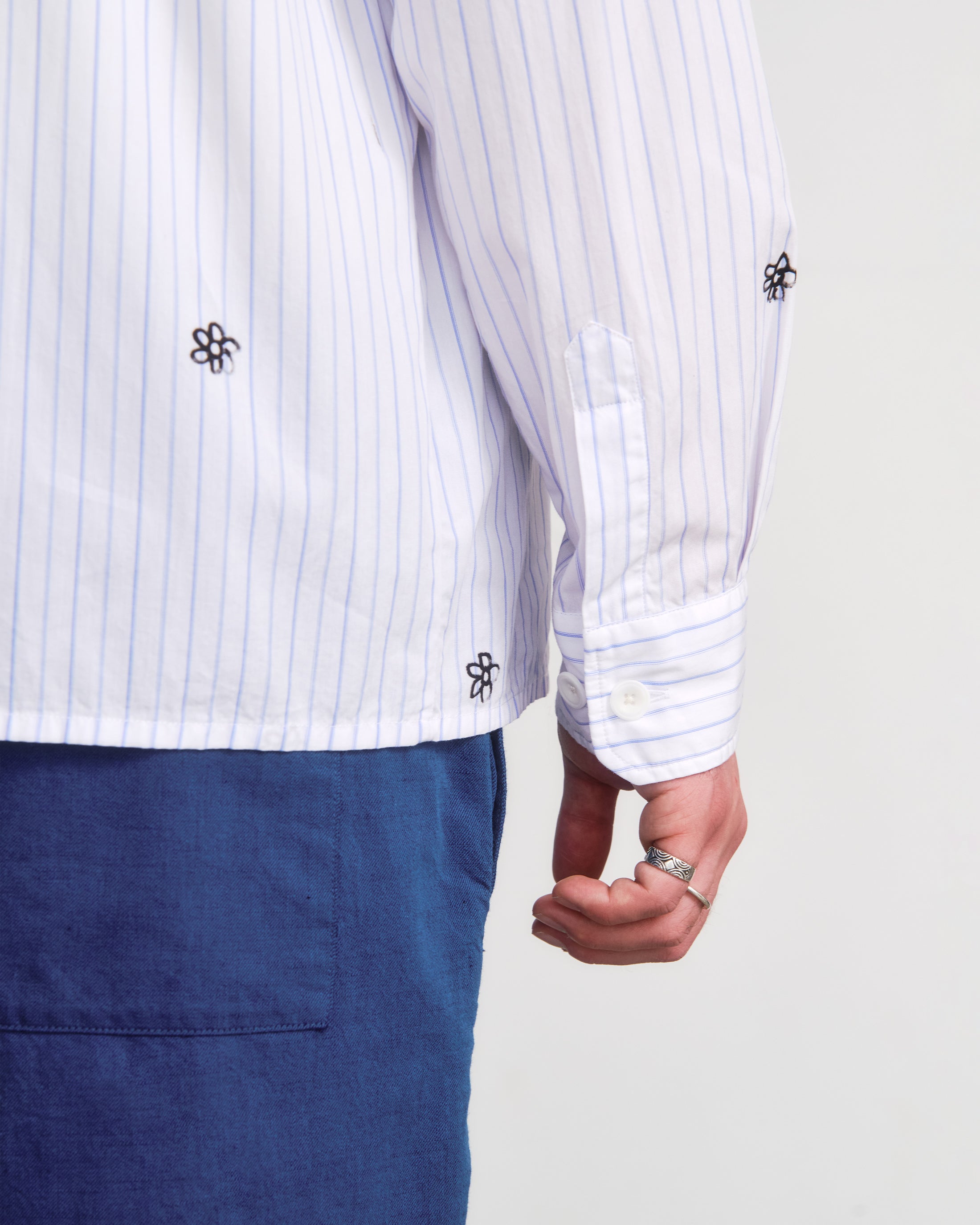 Floral Print Organic Cotton Shirt - Striped