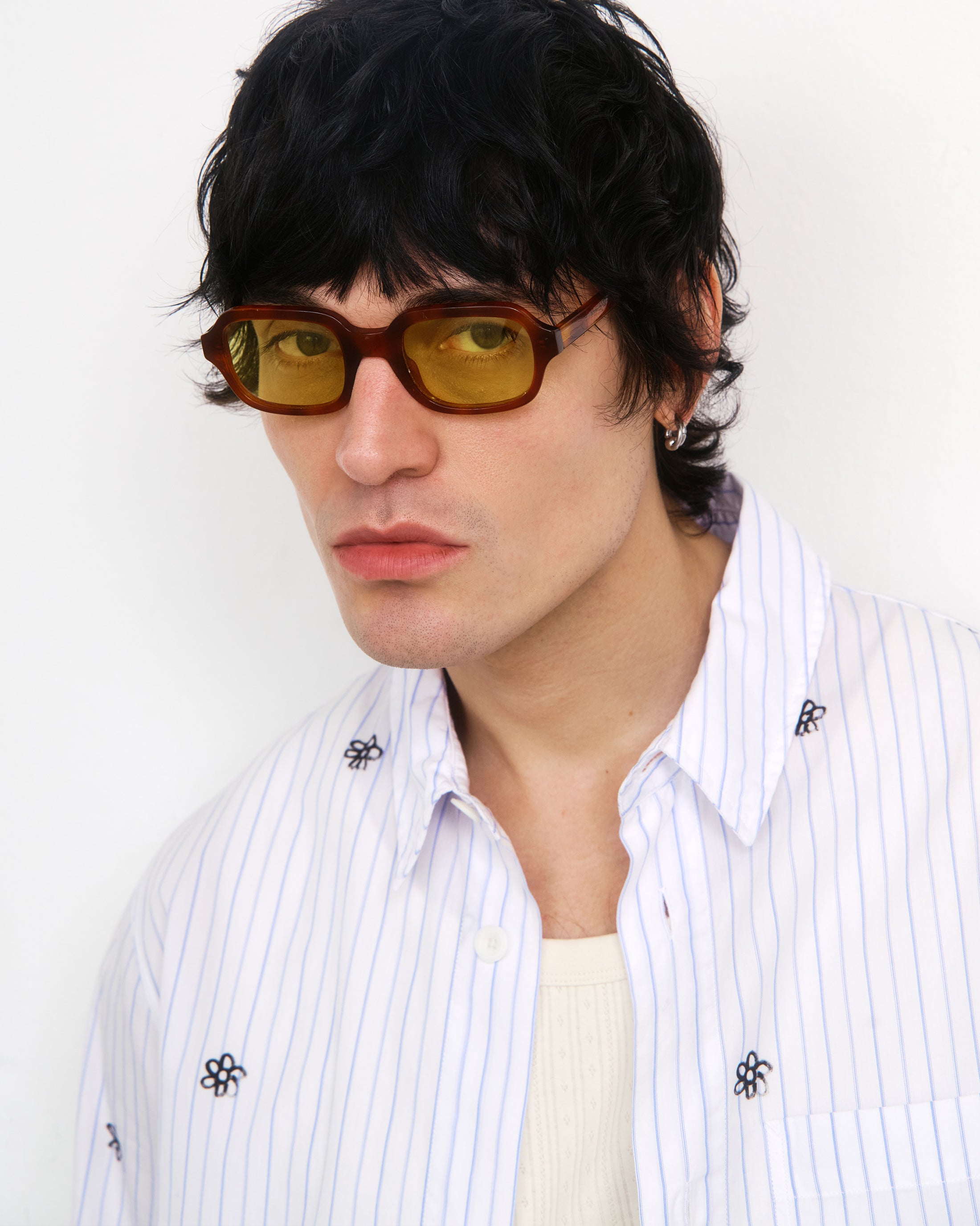 Floral Print Organic Cotton Shirt - Striped
