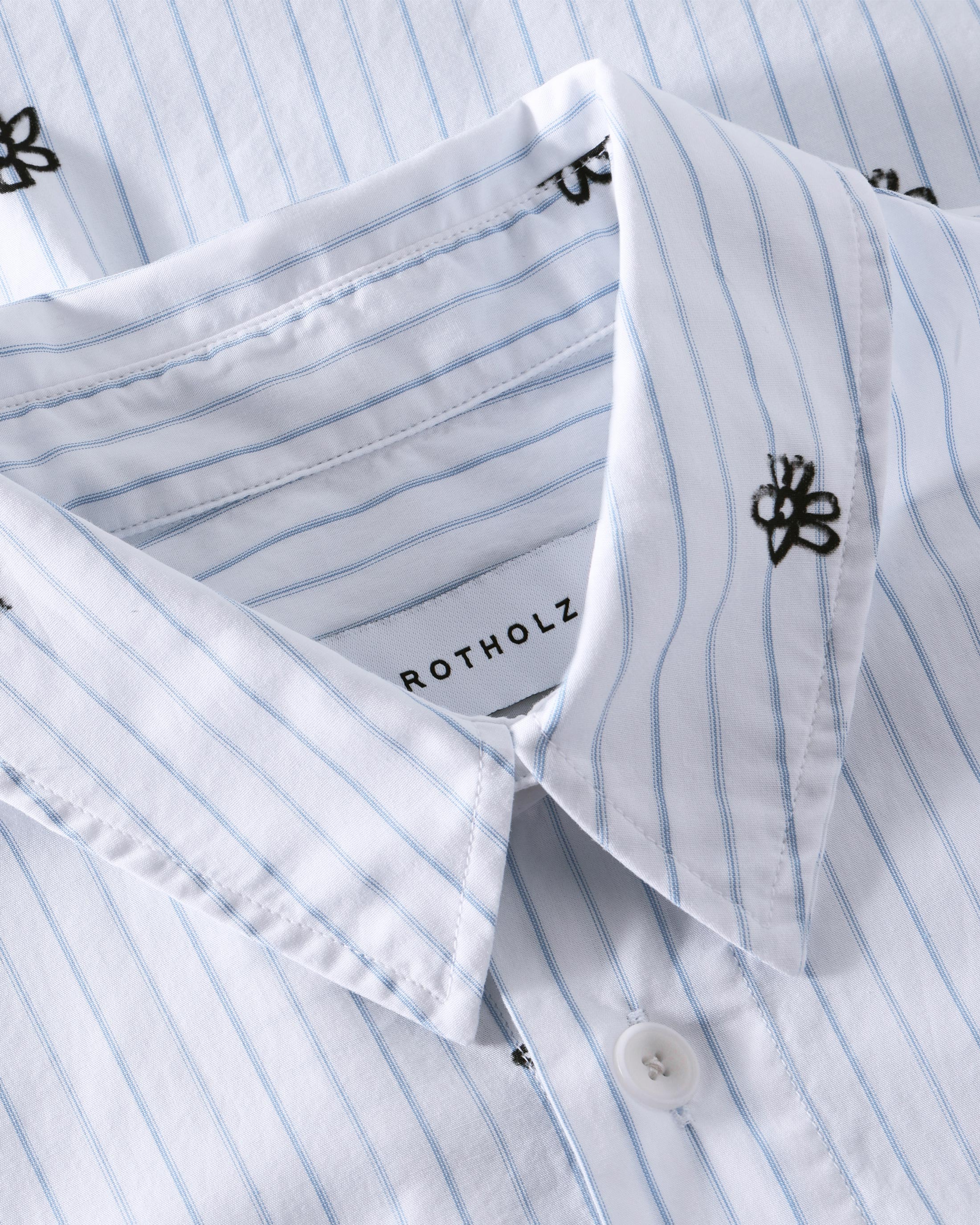 Flower Print Shirt Organic Cotton - Striped