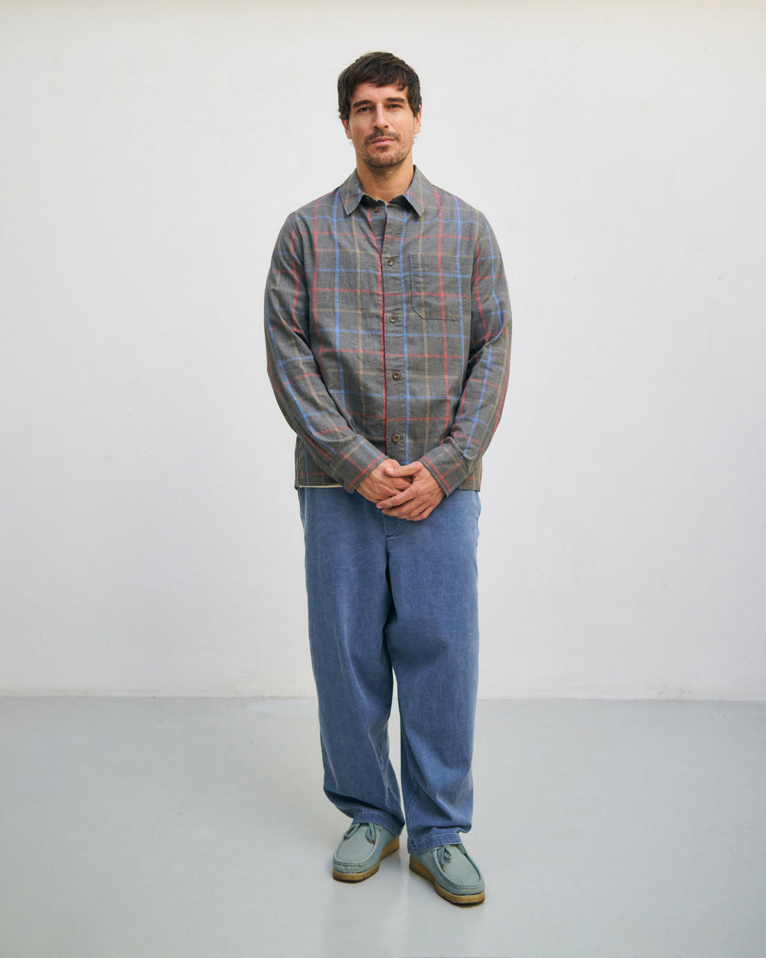 Checkered shirt organic cotton - Grey