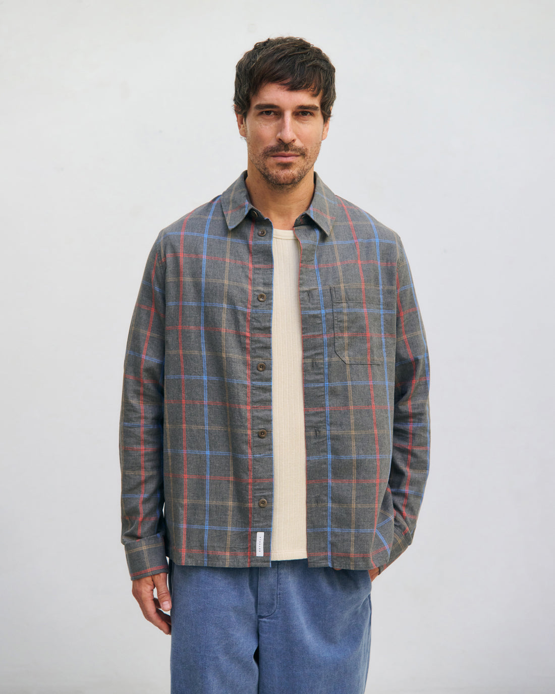 Checkered shirt organic cotton - Grey