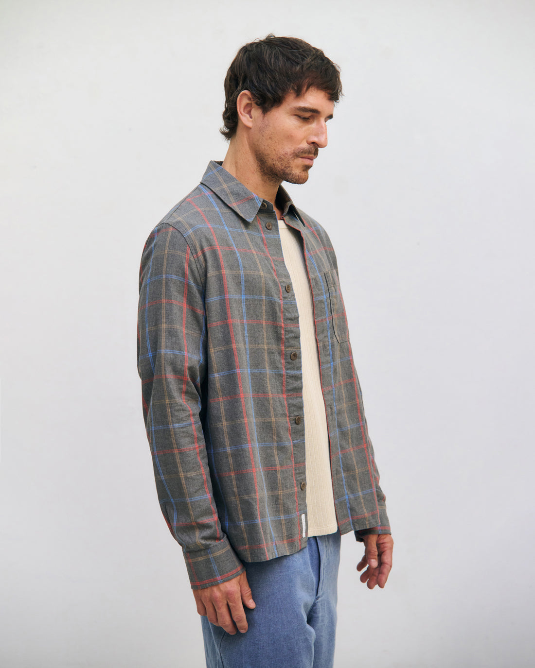 Checkered shirt organic cotton - Grey