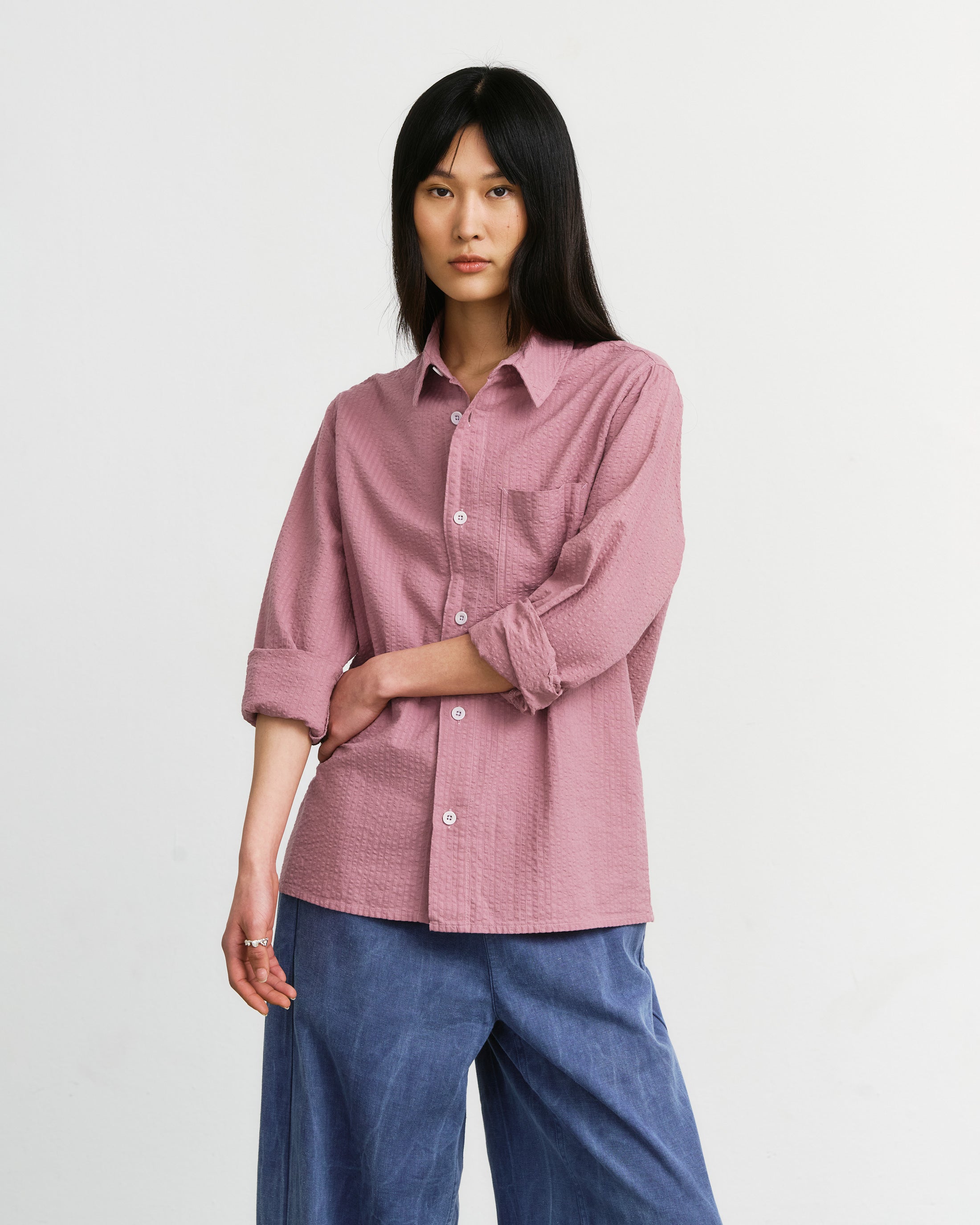 Seersucker Hemd Bio Baumwolle - Pink