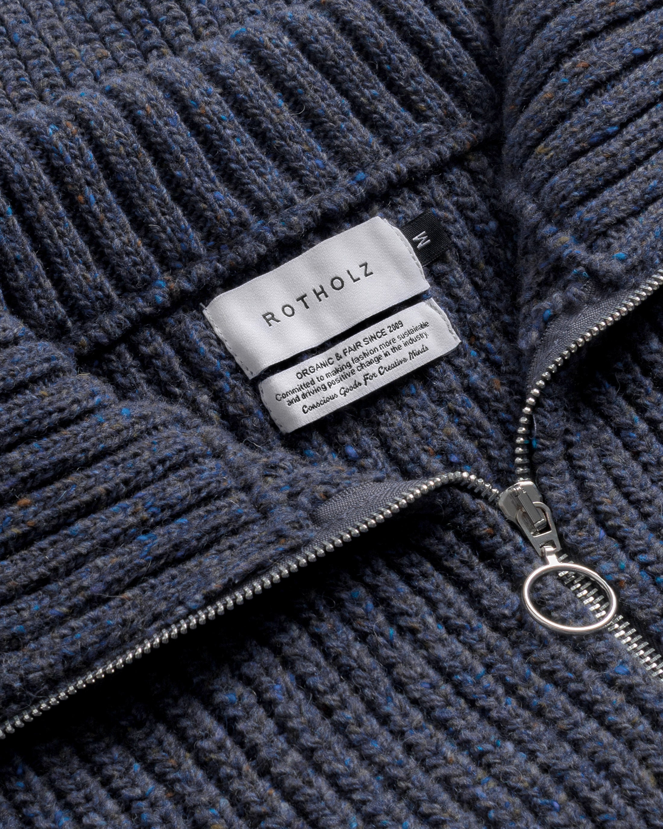 Chunky Knit Troyer - Speckled Blue FW26