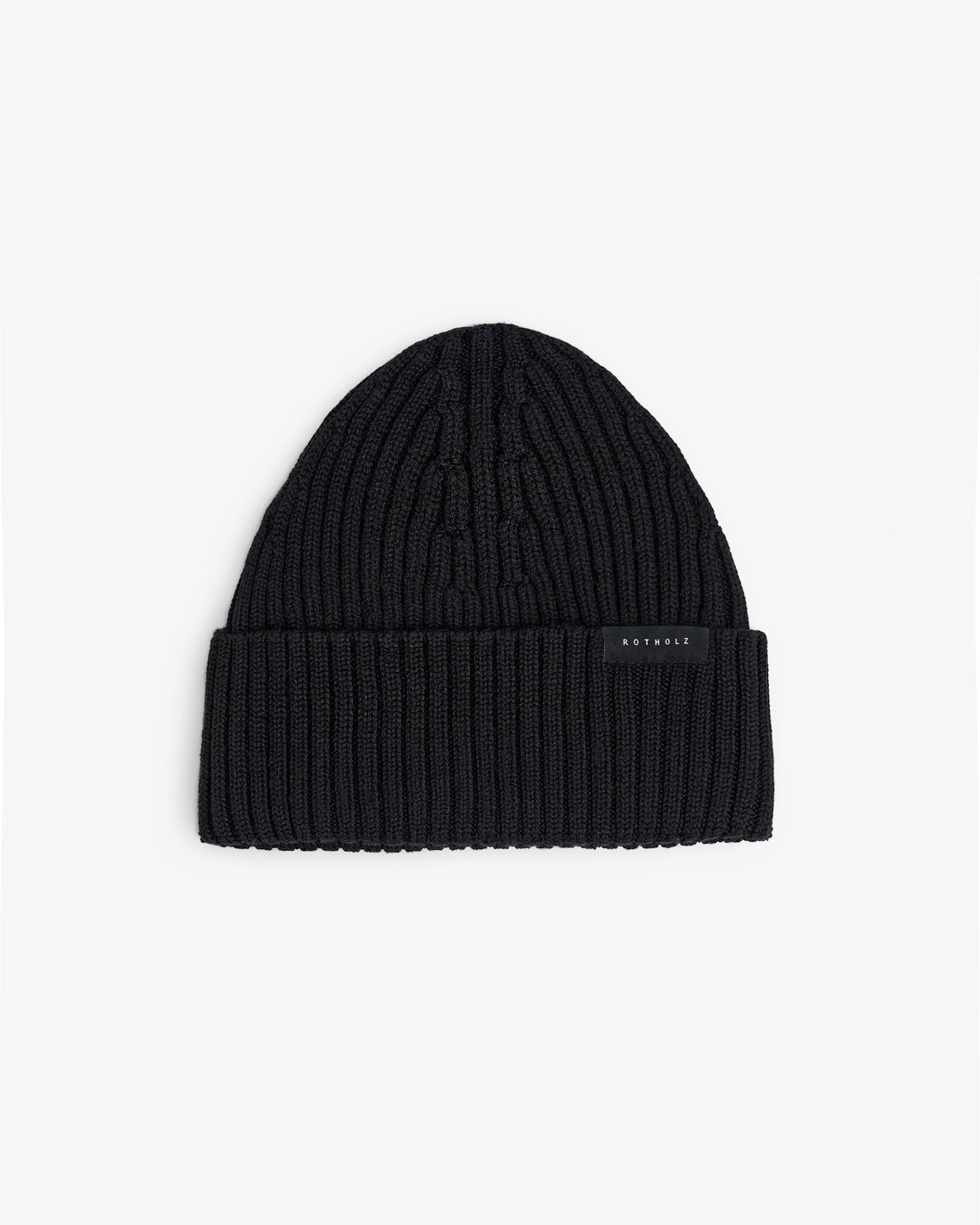 Classic Merino Wool Ribbed Beanie - Black