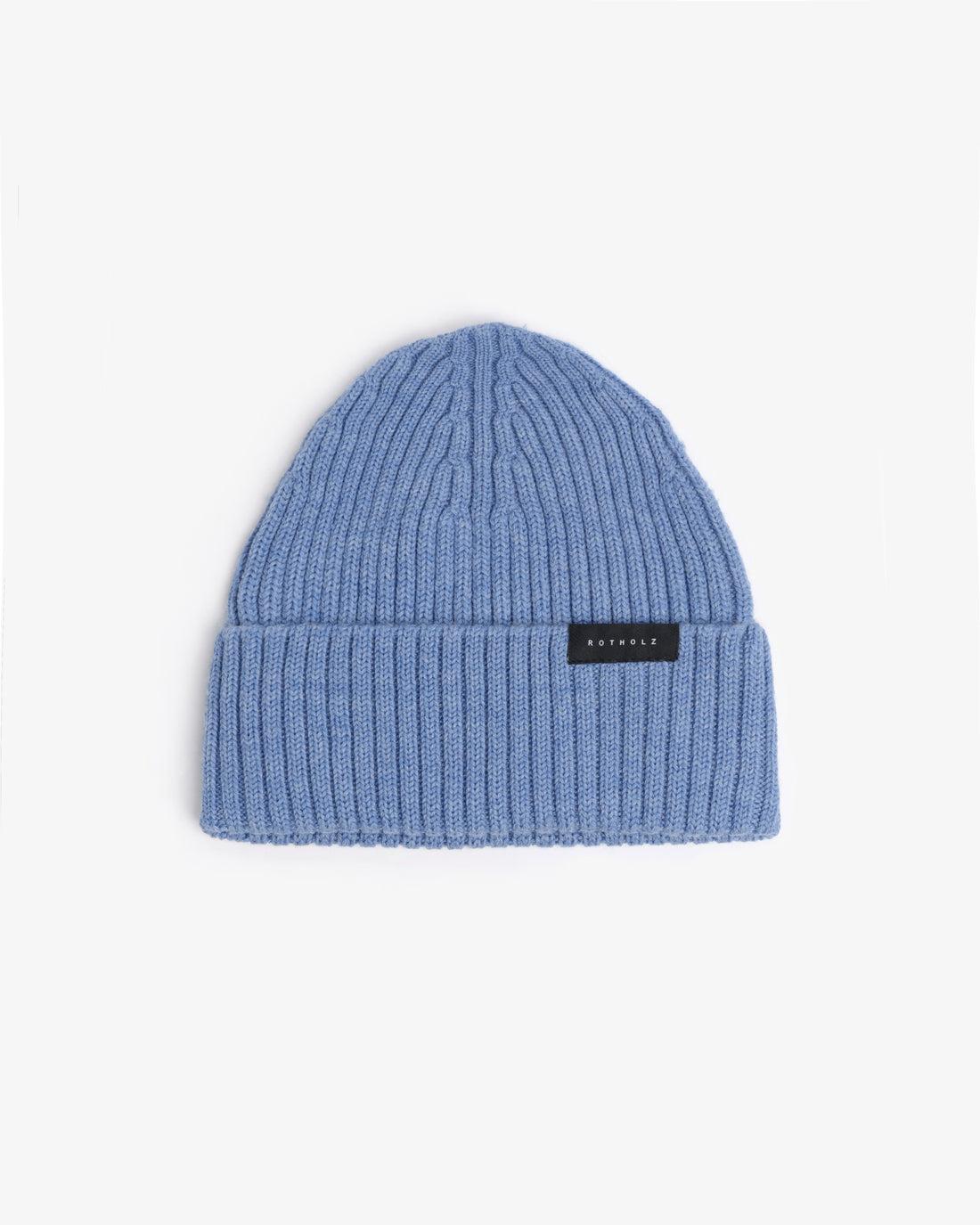 Classic Merino Wool Ribbed Beanie - Light Blue