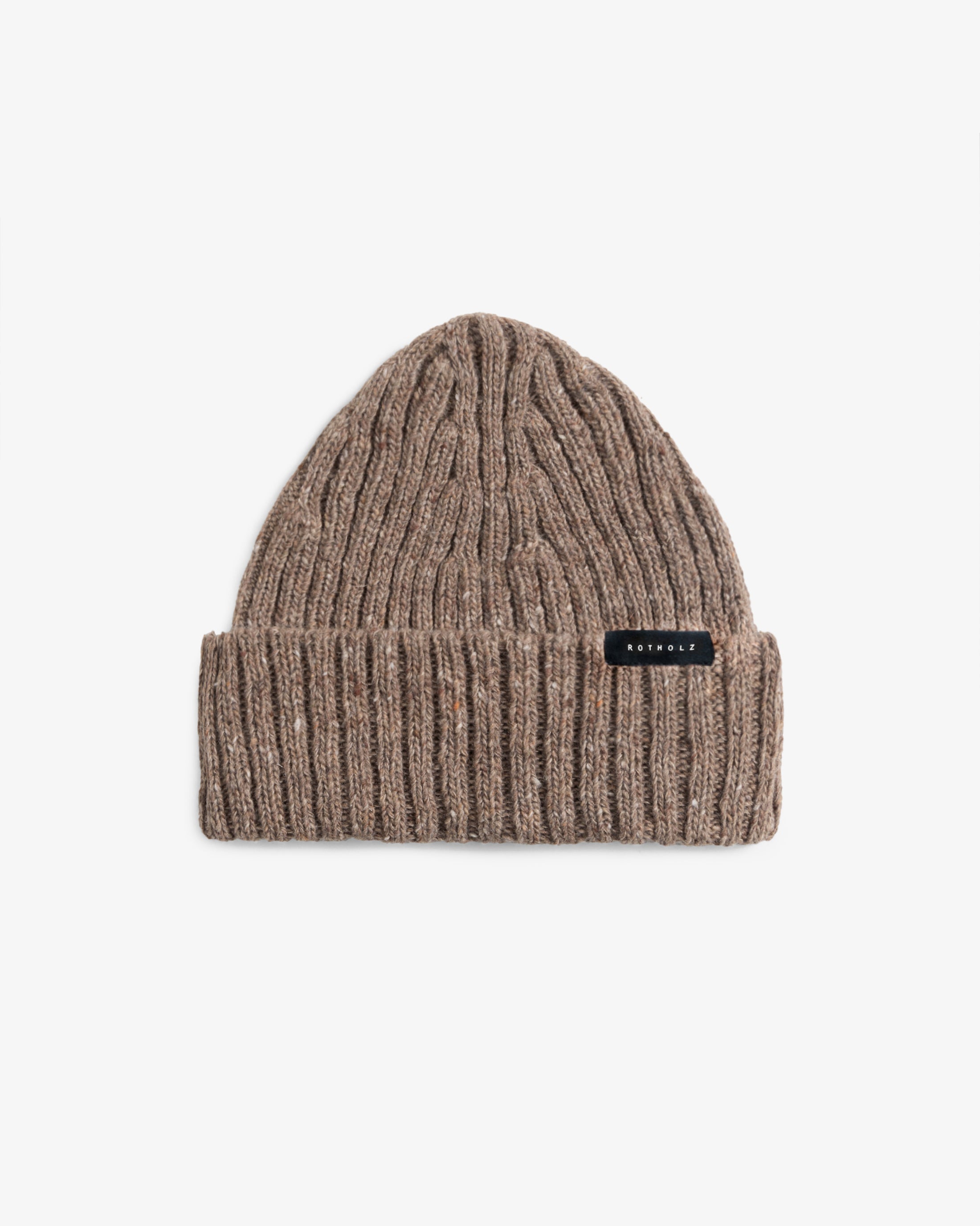Classic Ribbed Beanie Merino Wool - Speckled Brown FW26