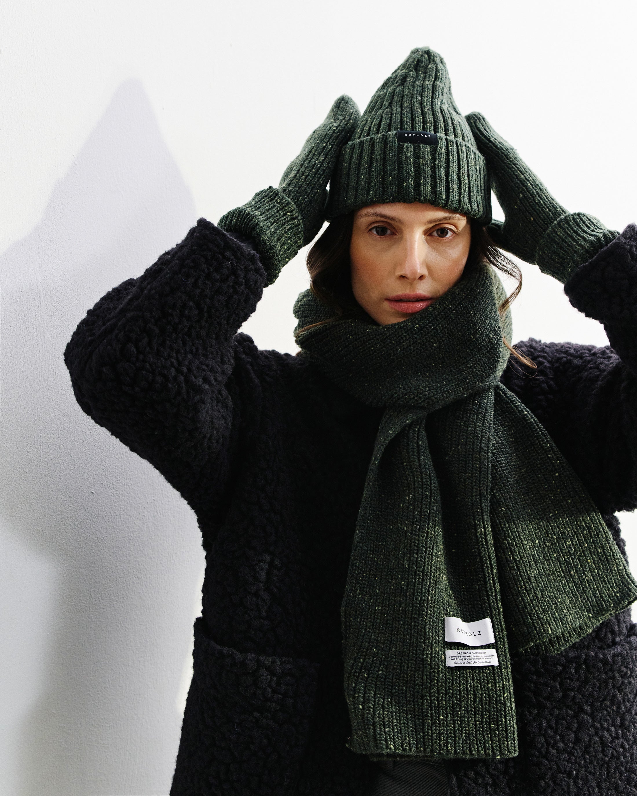 Classic Ribbed Beanie Merino Wool - Speckled Green FW26
