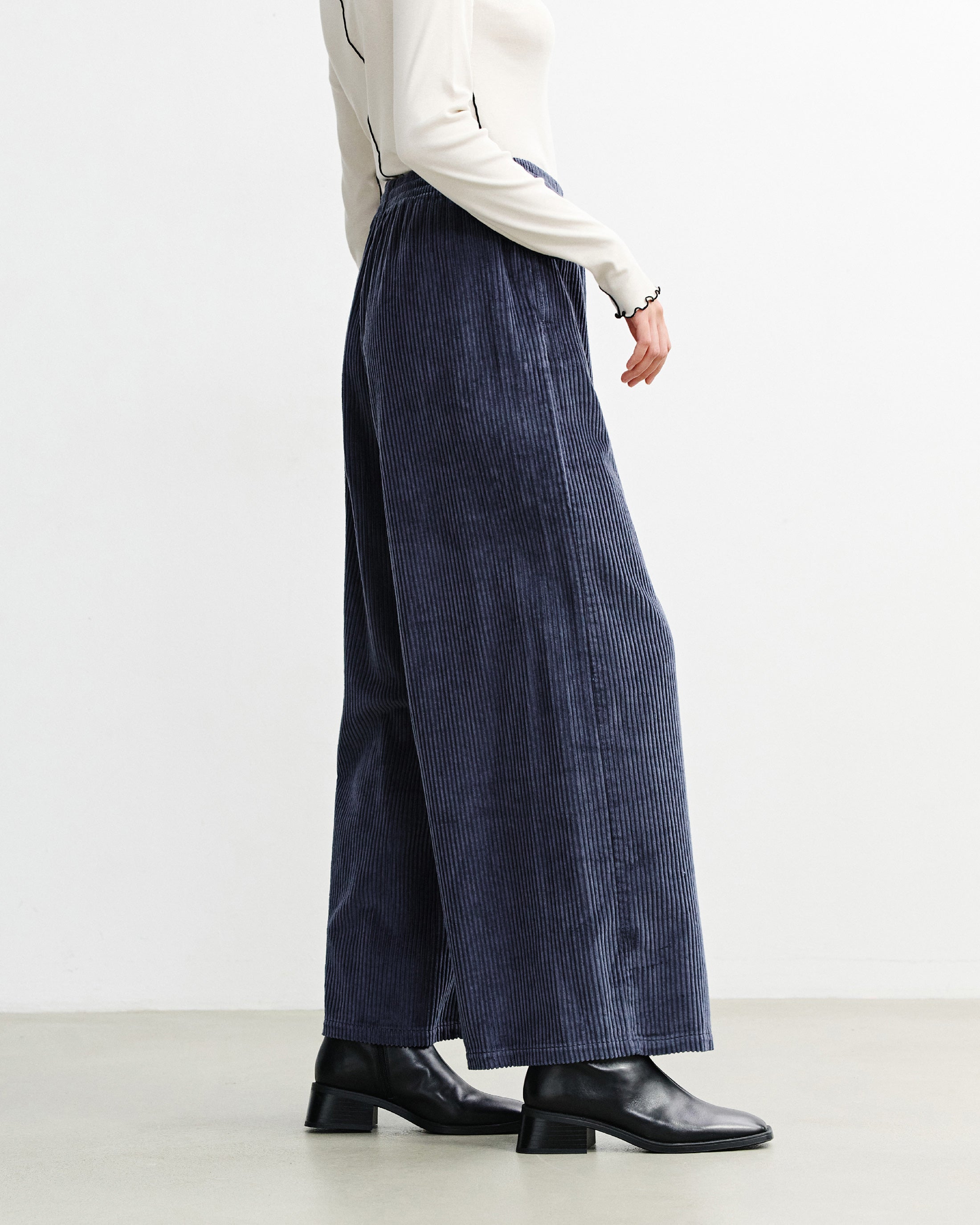 Cord Flared Trousers Organic Cotton - Blue