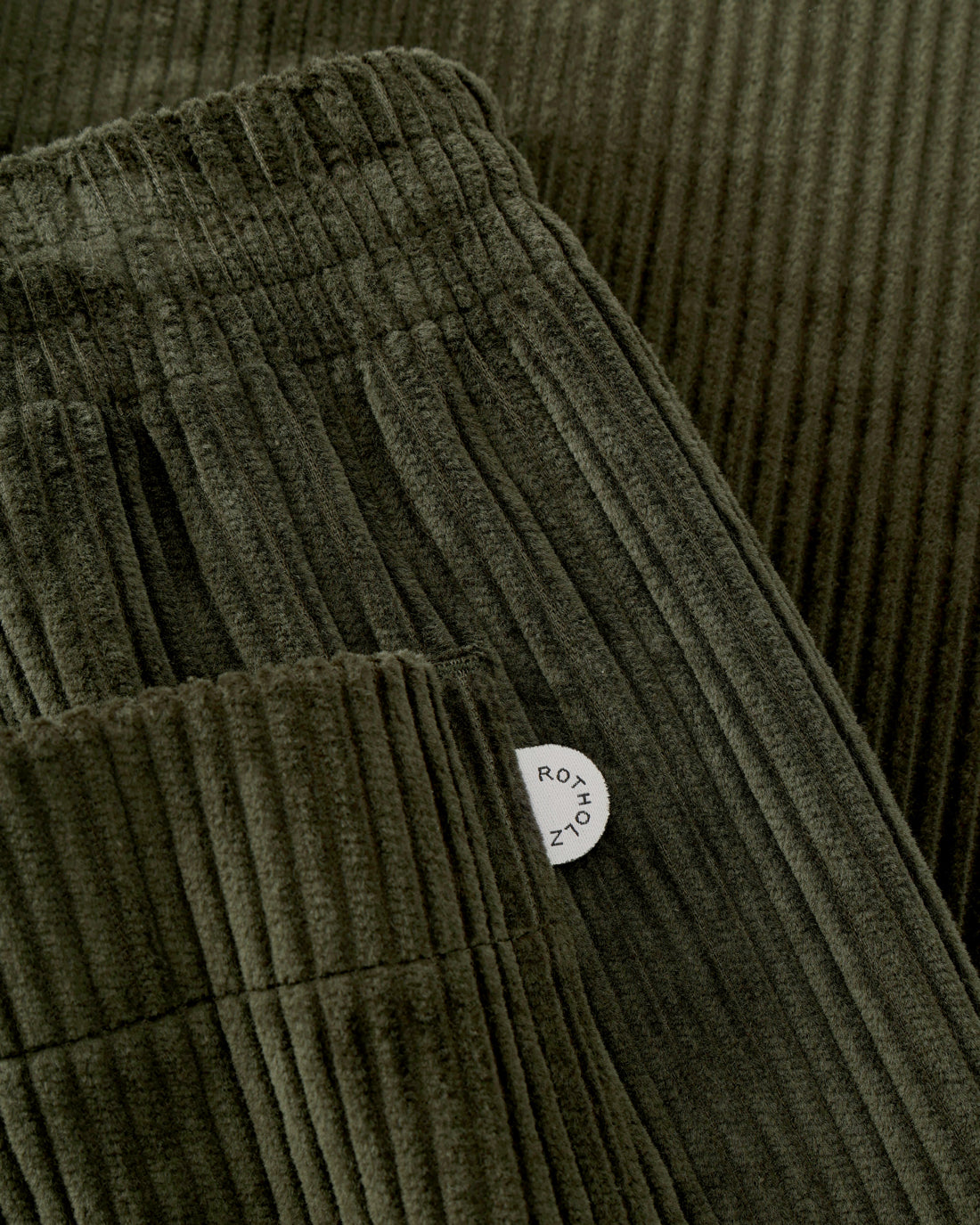 Wide-leg corduroy trousers, organic cotton - dark green