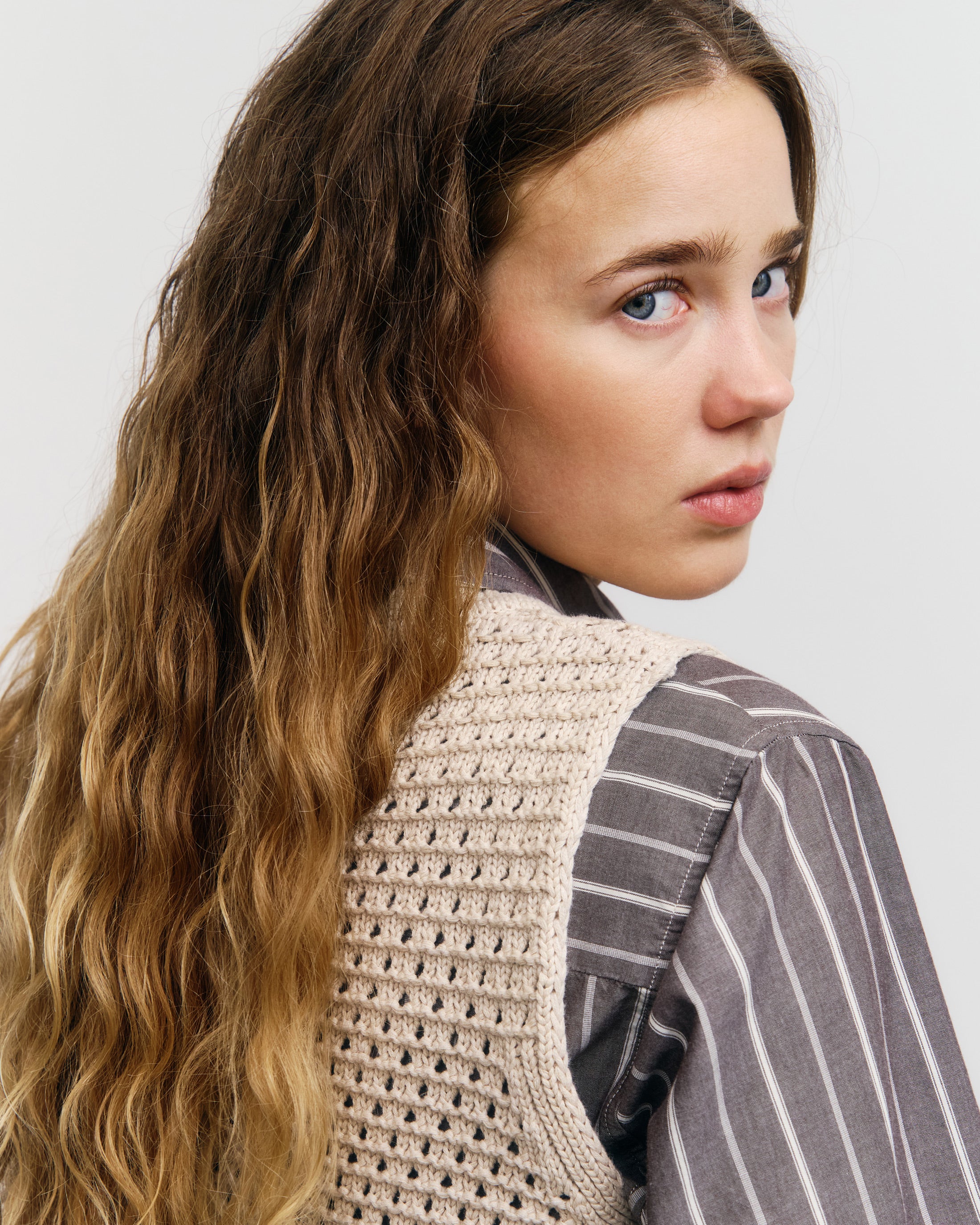 Short Knitted Vest Organic Cotton - Cream