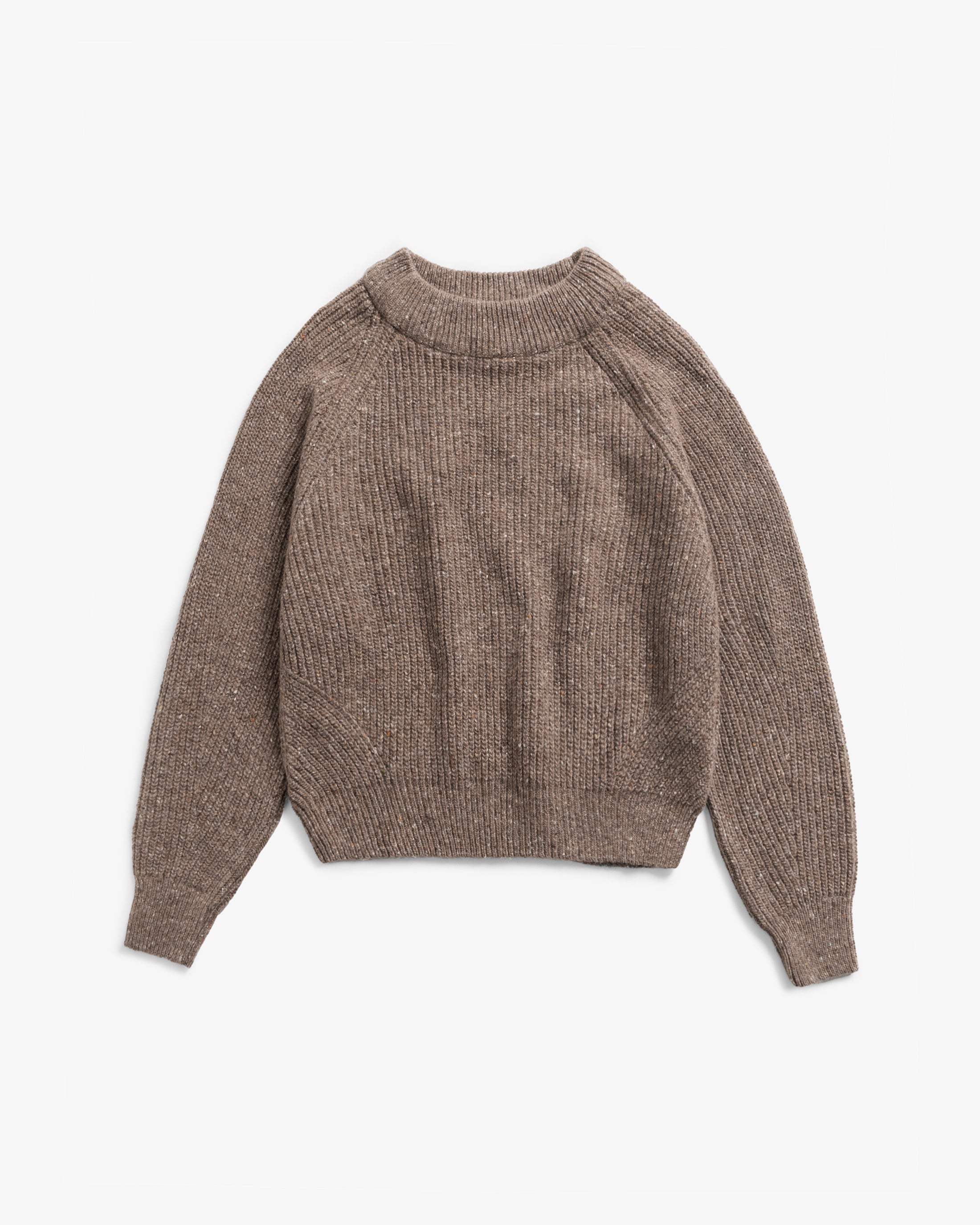 Cropped Knit Sweater - Speckled Brown FW26