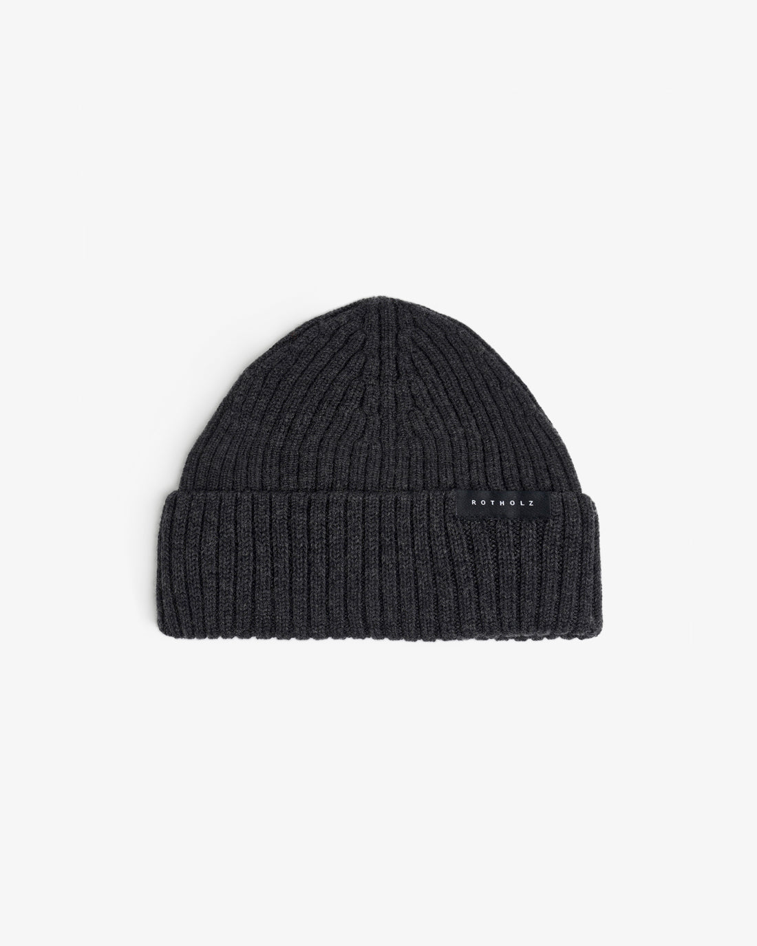 Short merino wool ribbed beanie - anthracite