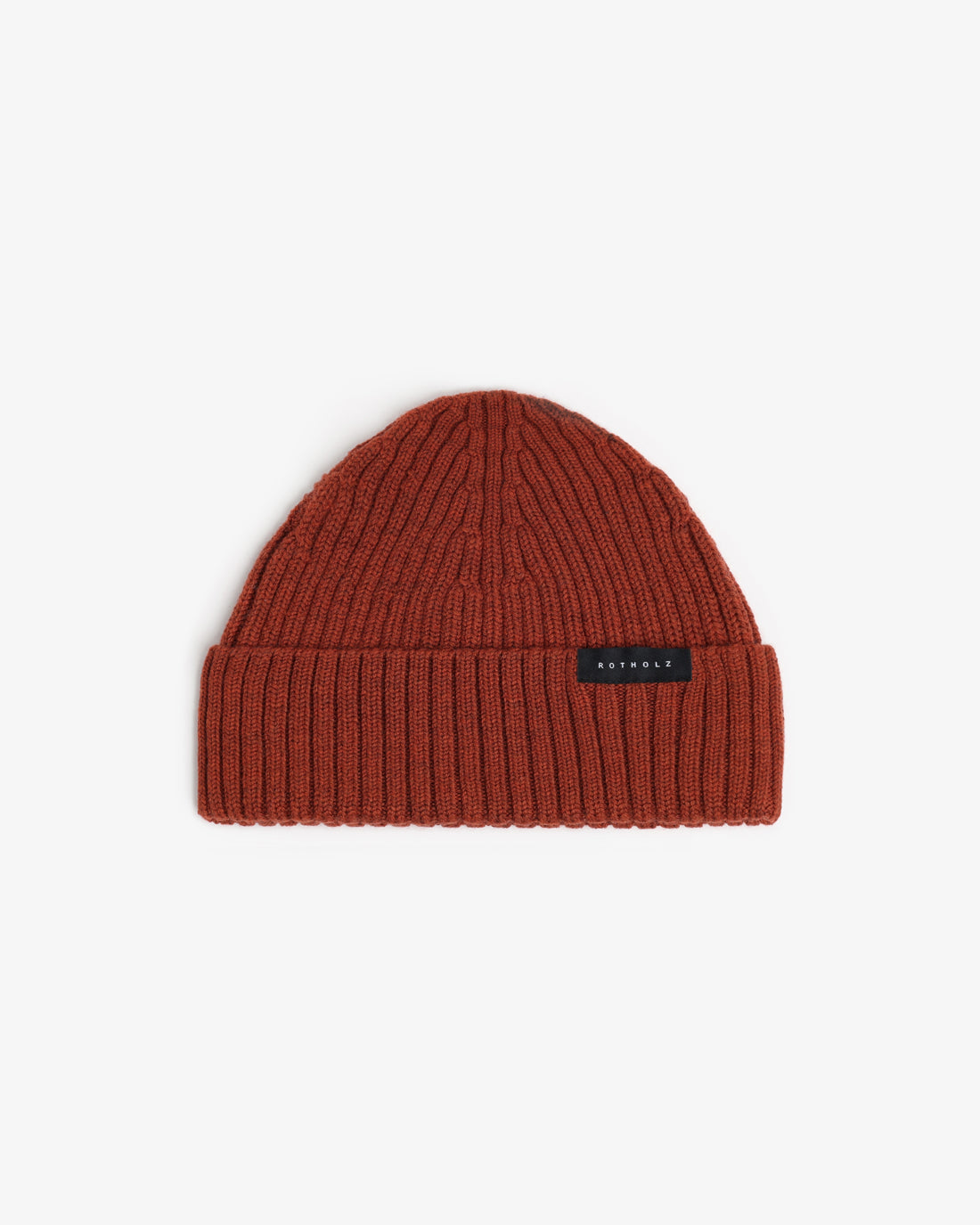 Short Merino Wool Ribbed Beanie - Red