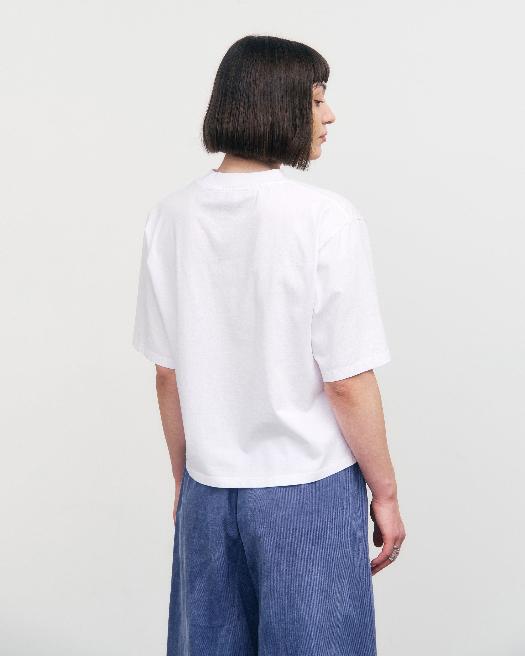 Kurzes T-Shirt Bio Baumwolle - Weiß