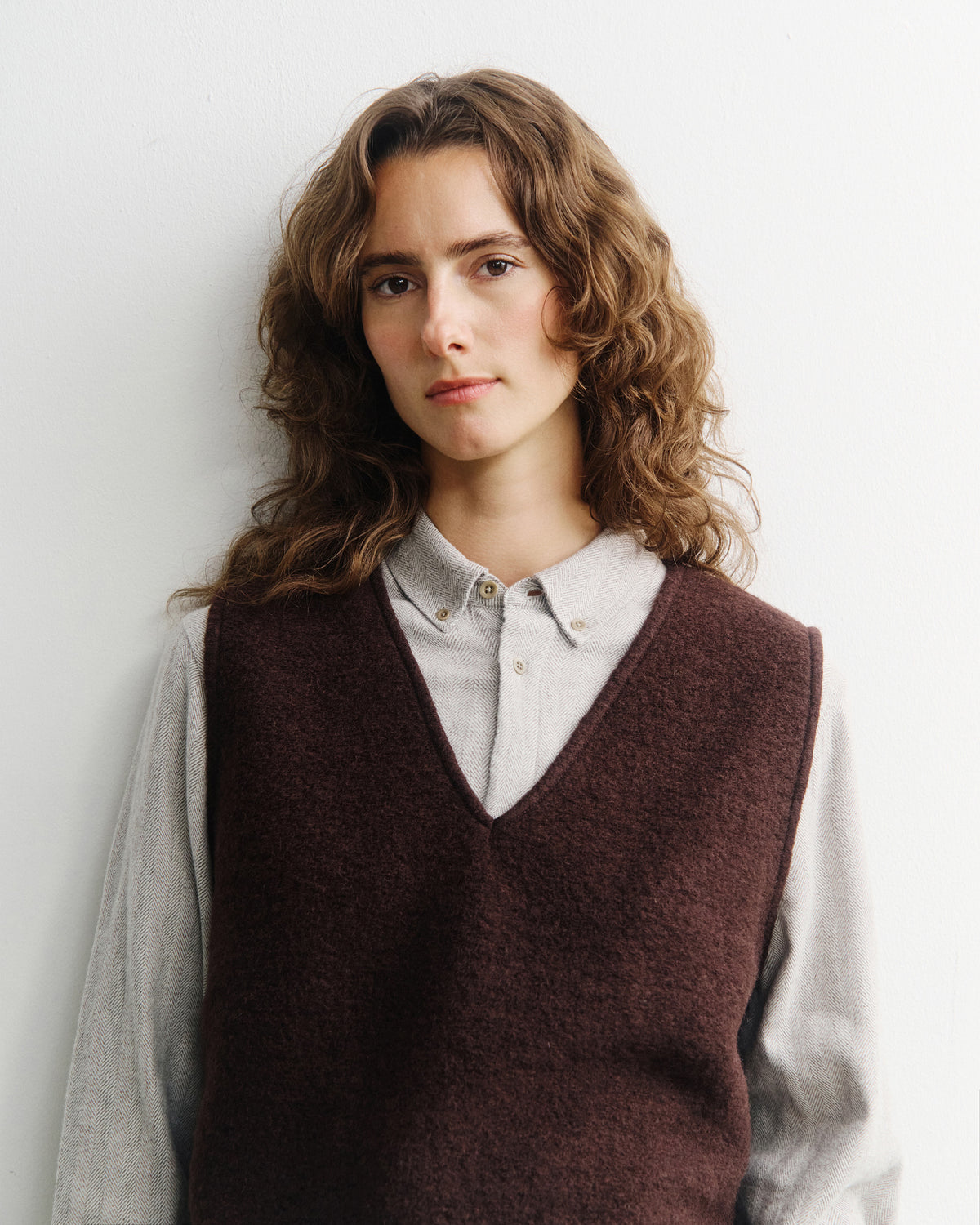 Cropped Vest Organic Wool - Brown