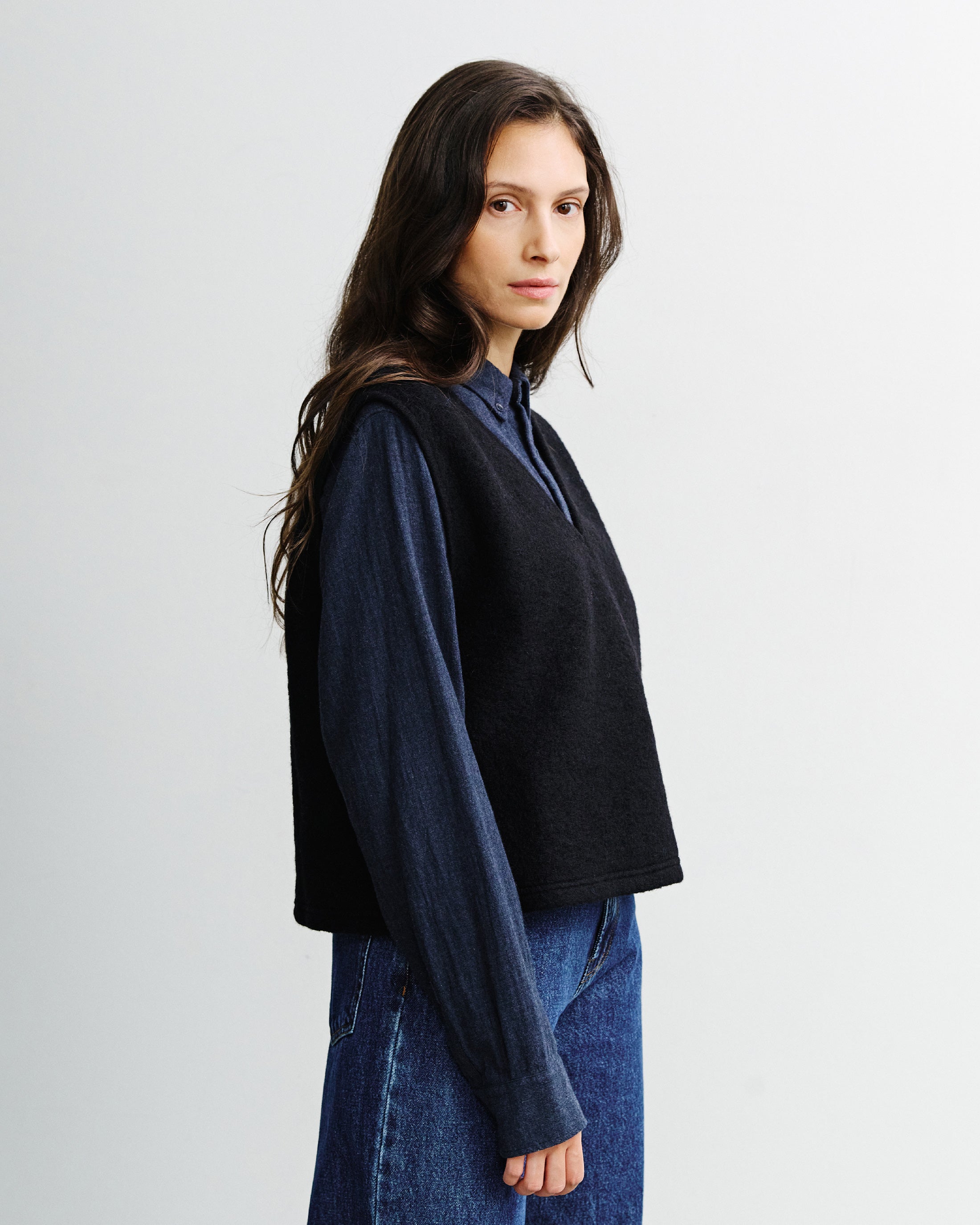 Short Vest Organic Wool - Black