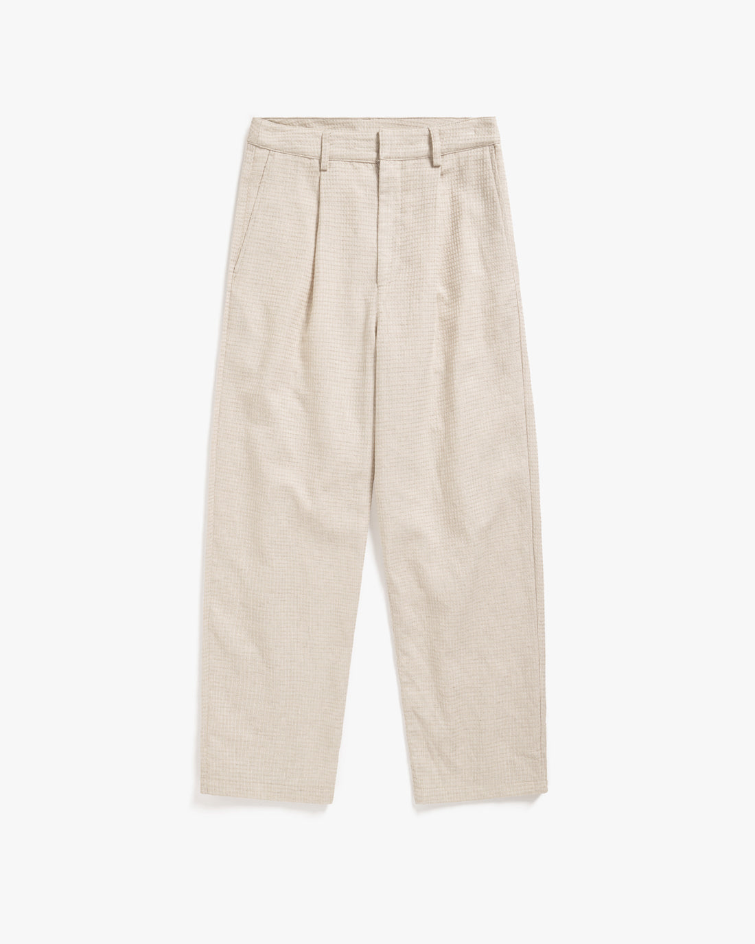 High-waisted waffle trousers, organic cotton - Cream