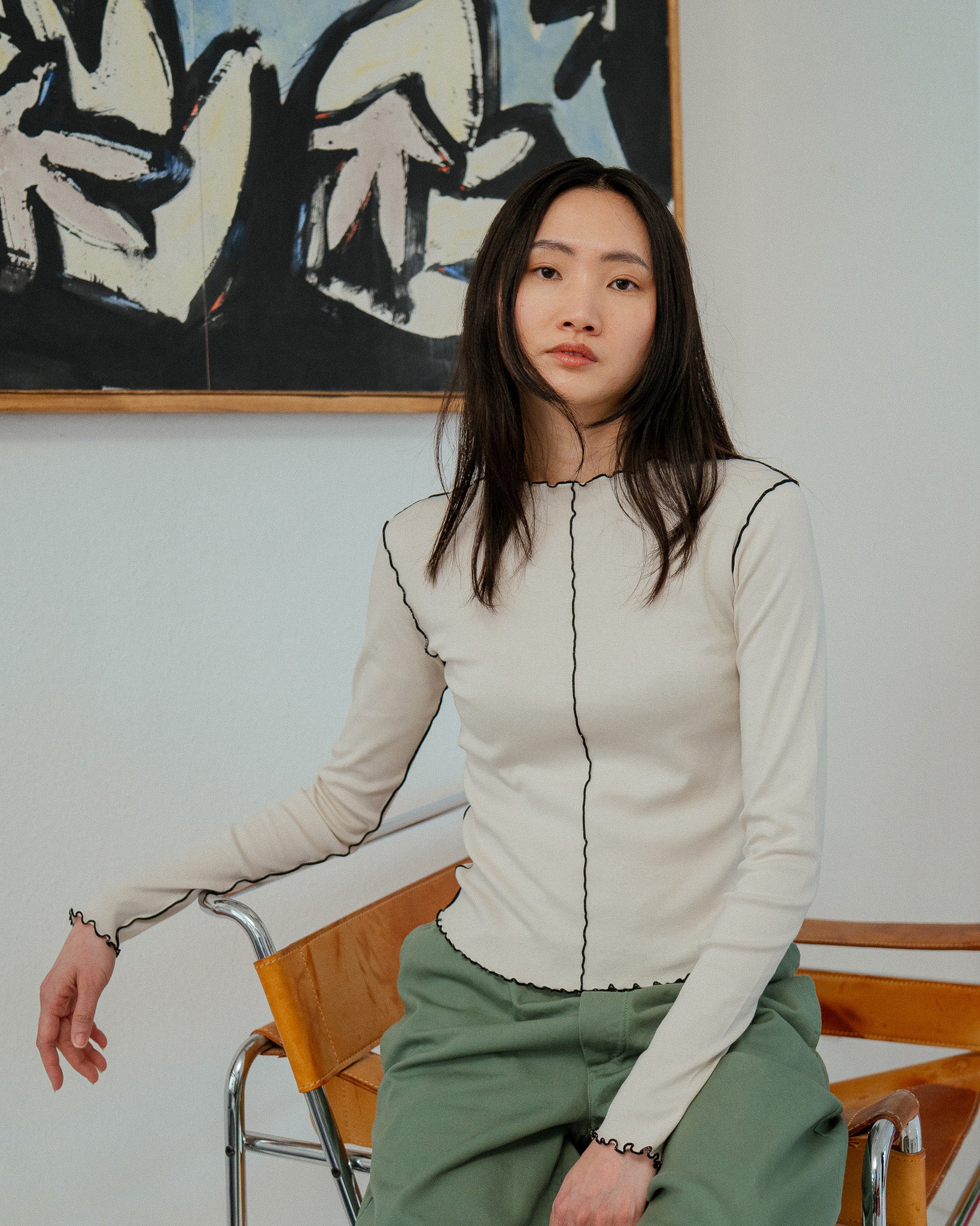 Pin-Tucked Longsleeve Organic Cotton - Nature White