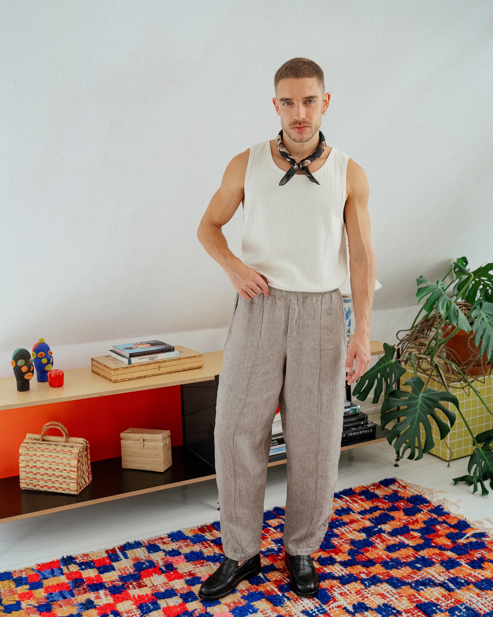 Wide Pleated Trousers Organic Cotton - Sand